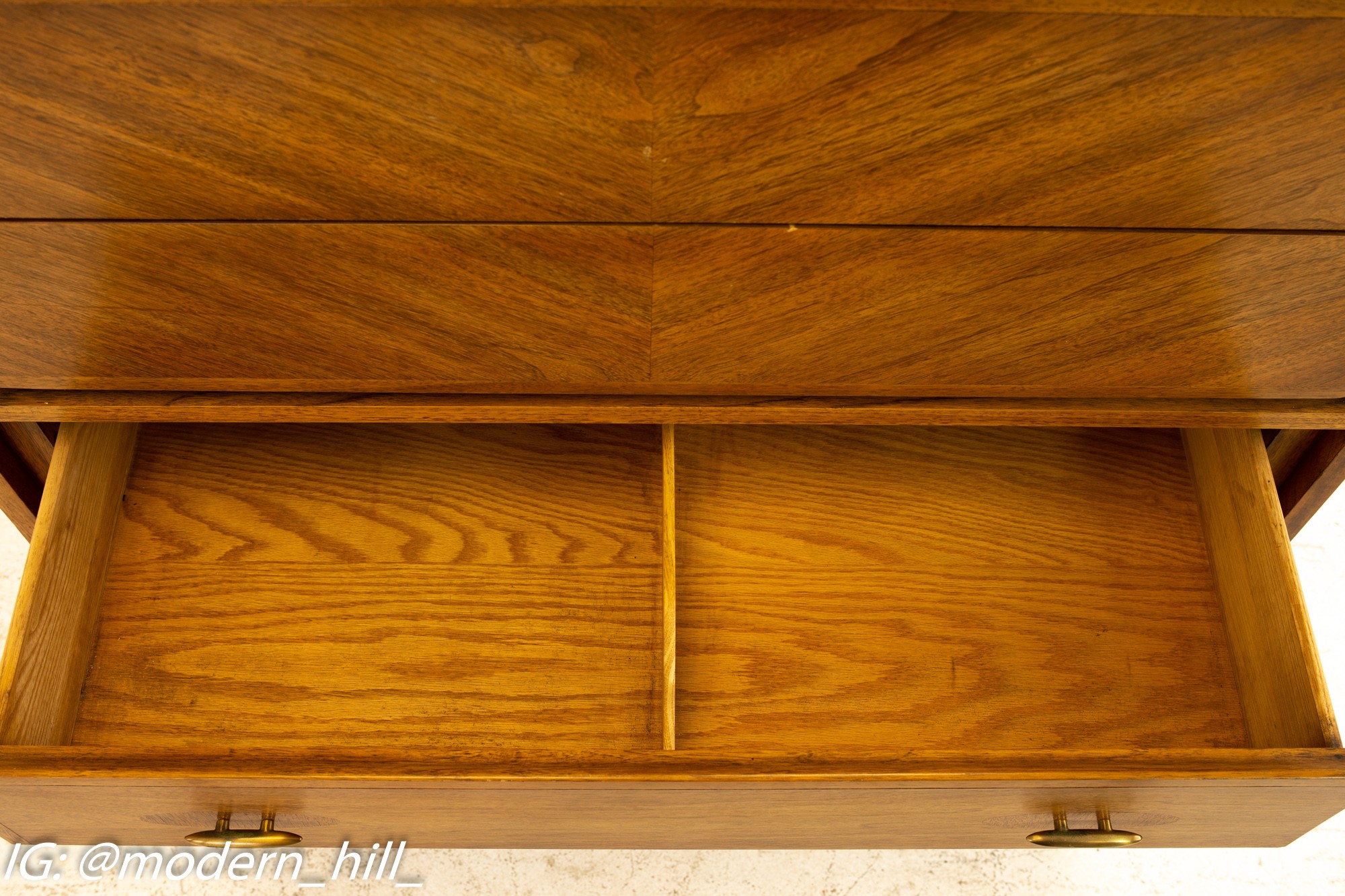 Kent Coffey Simplex-II Mid Century Walnut & Brass 5 Drawer Highboy