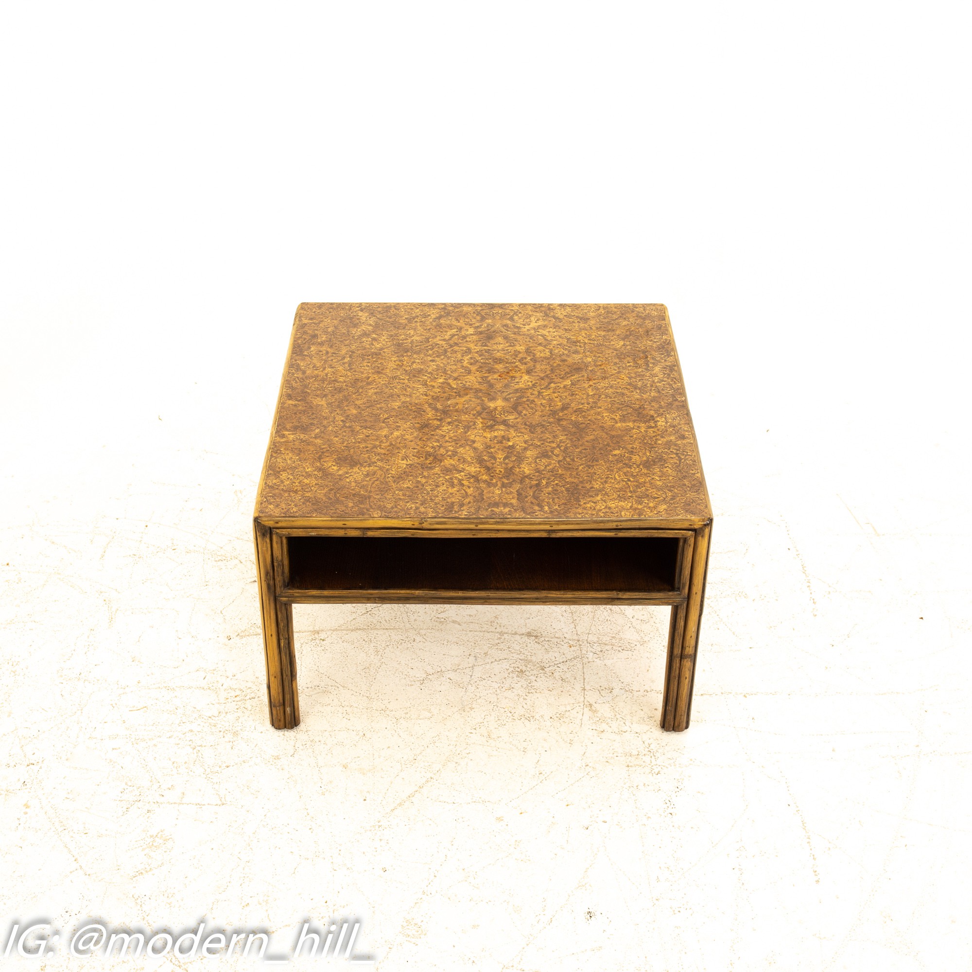 Mcguire Mid Century Bamboo & Burled Laminate Side End Table