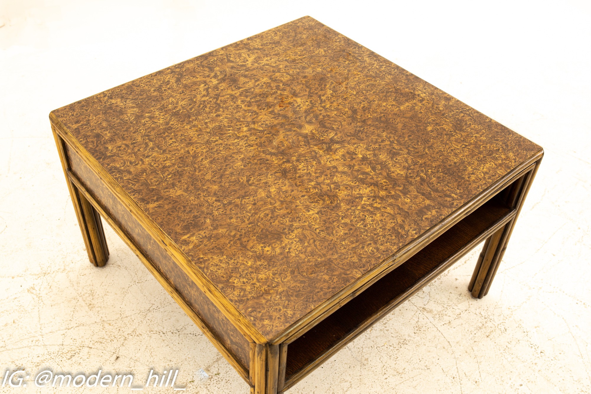 Mcguire Mid Century Bamboo & Burled Laminate Side End Table