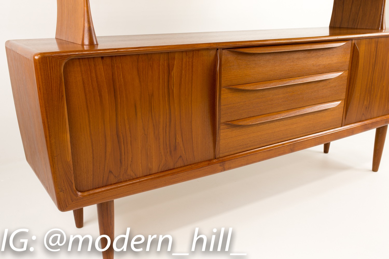 Danish Teak Sideboard and Hutch with Tambour Doors Attributed to H.p. Hansen