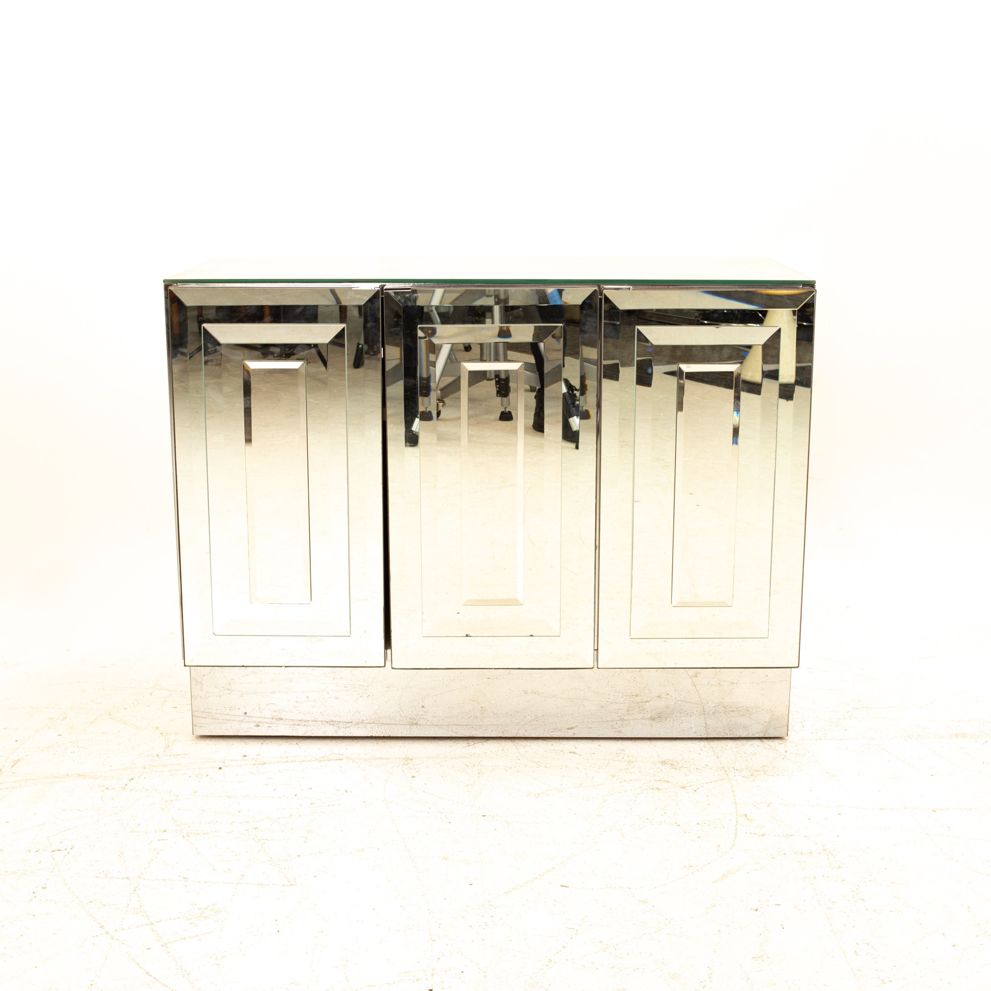 Ello Skycraper Mid Century Mirrored Bar Cabinet