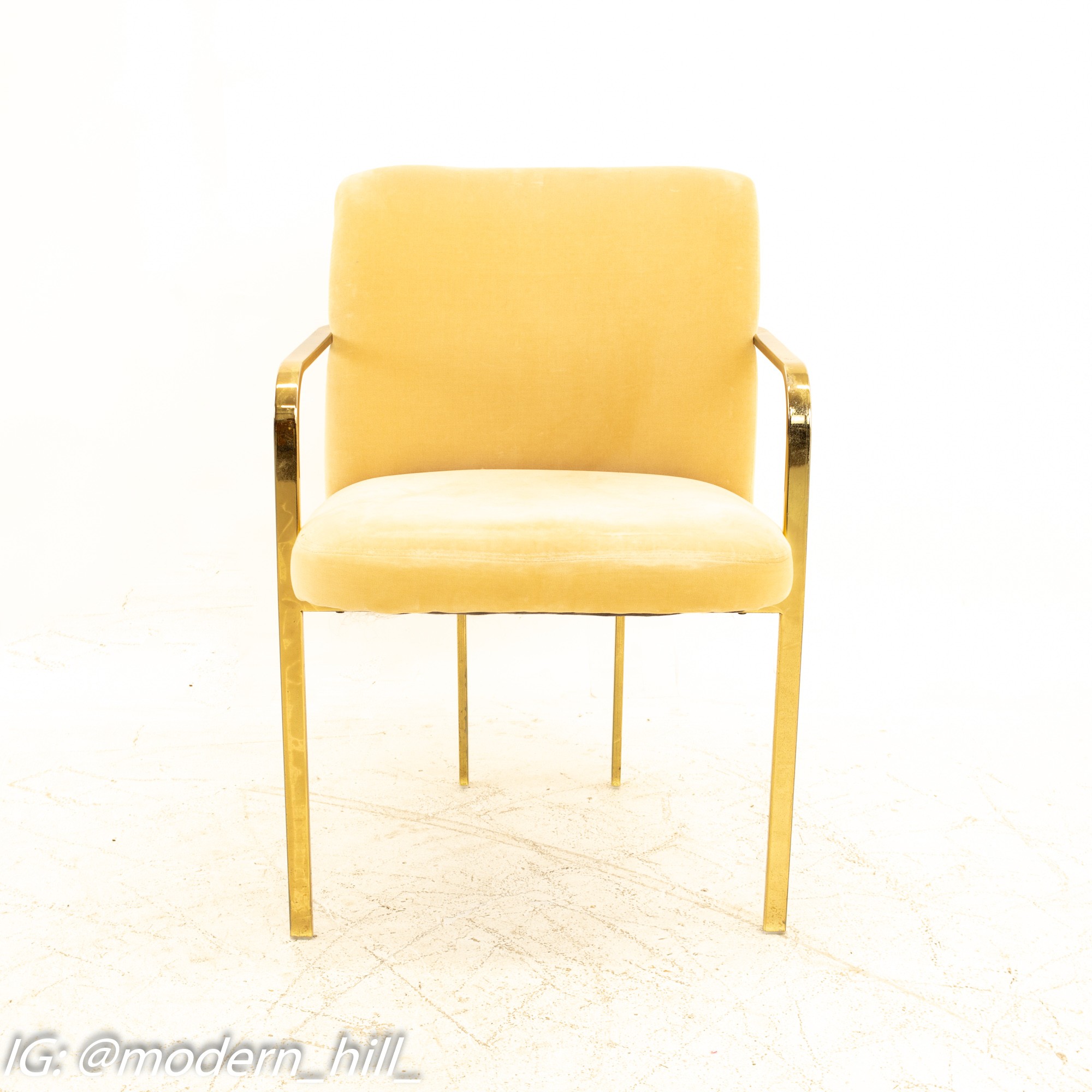 Milo Baughman Style Mid Century Brass Dining Chairs - Set of 3