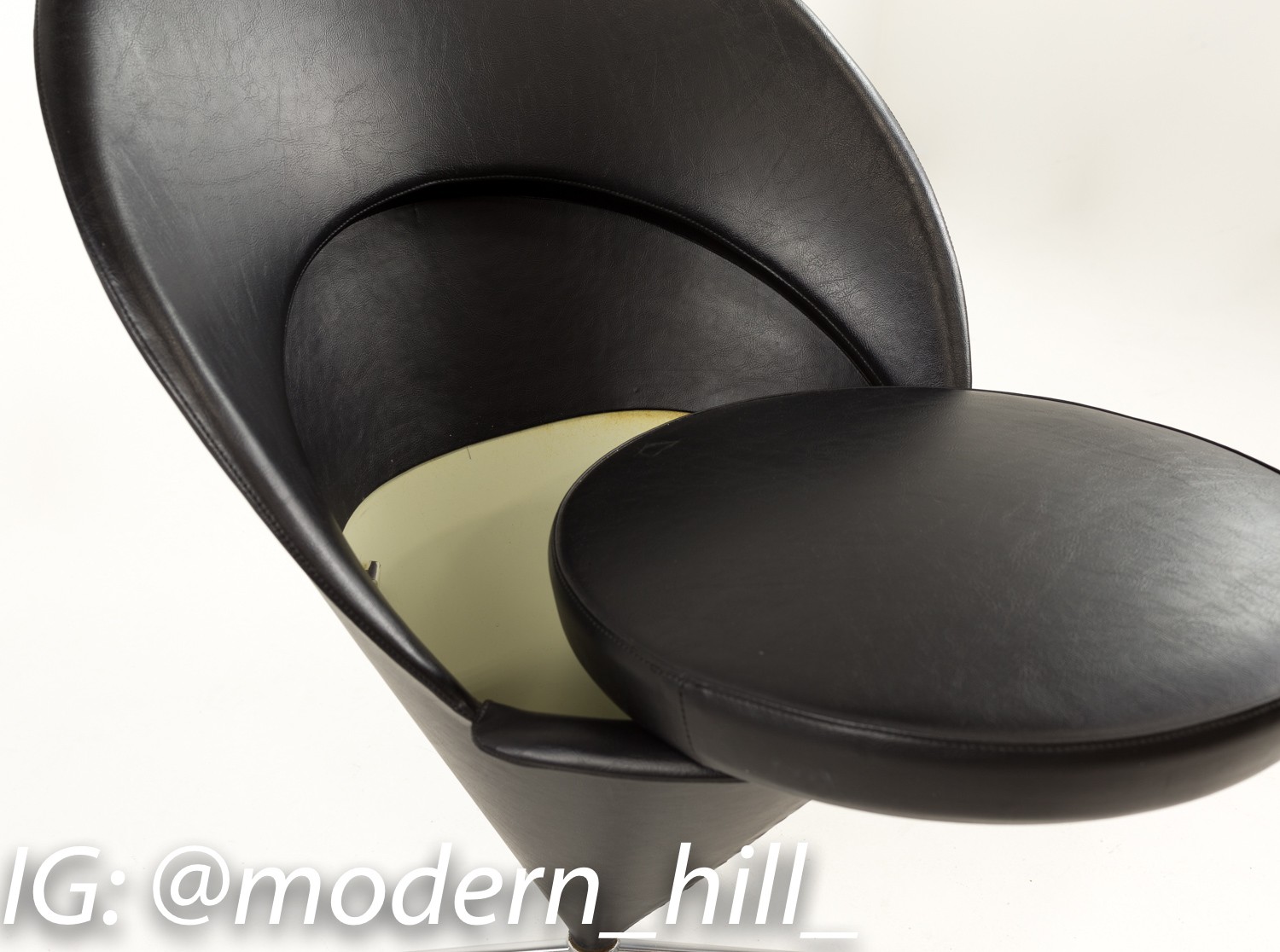 Original Verner Panton Cone Chair in Black Leather