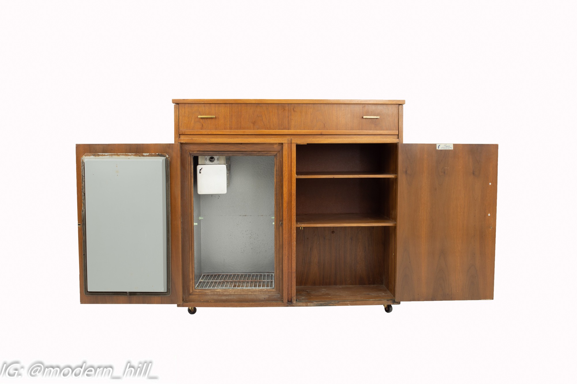 Mid Century Walnut Refrigerator Bar