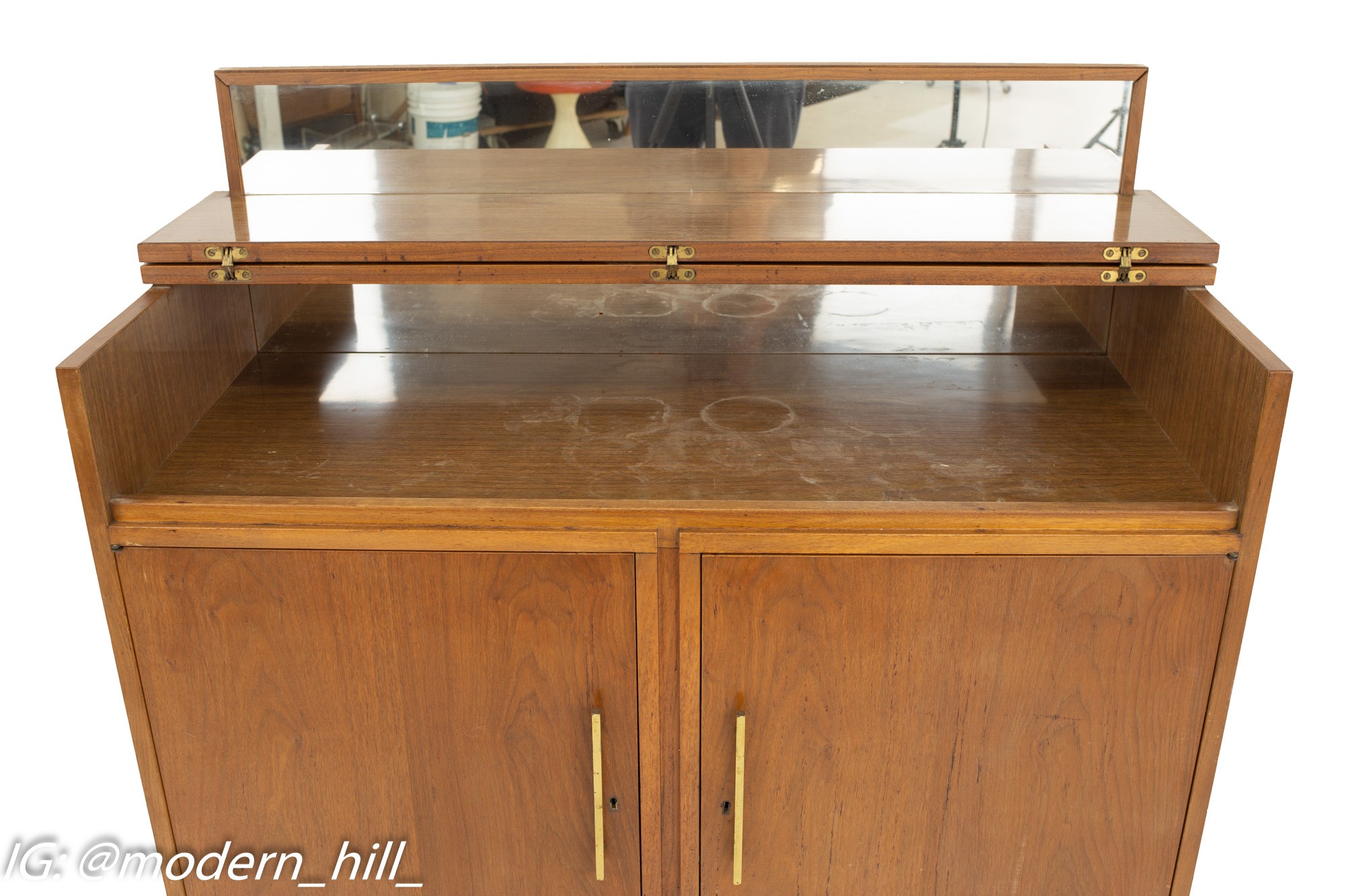 Mid Century Walnut Refrigerator Bar