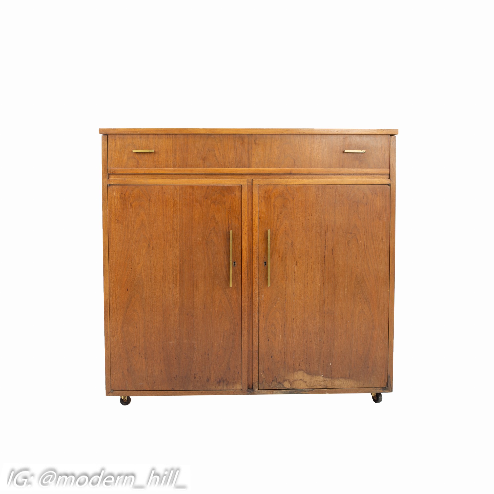 Mid Century Walnut Refrigerator Bar