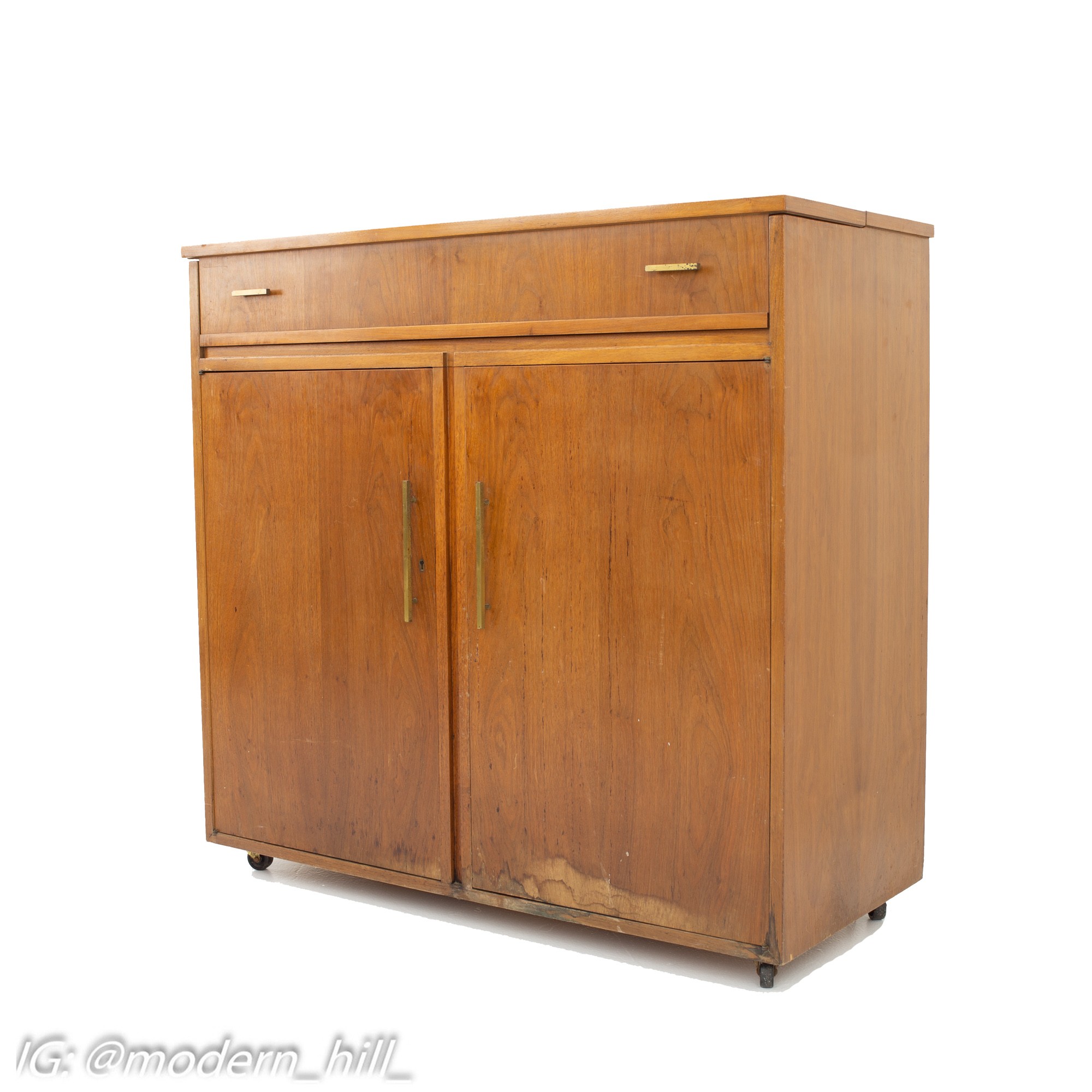 Mid Century Walnut Refrigerator Bar