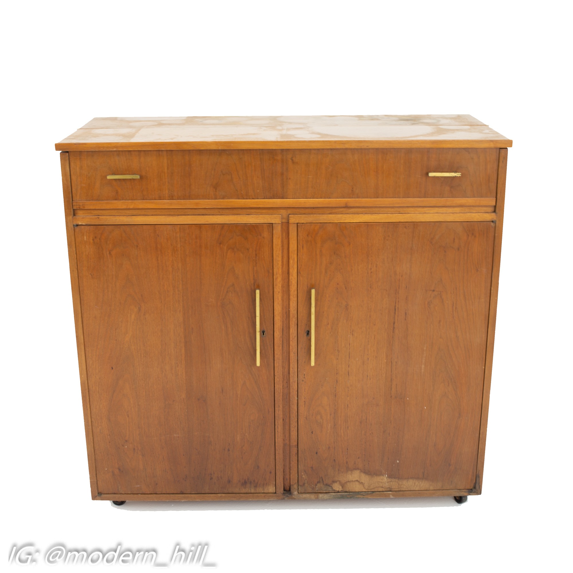 Mid Century Walnut Refrigerator Bar