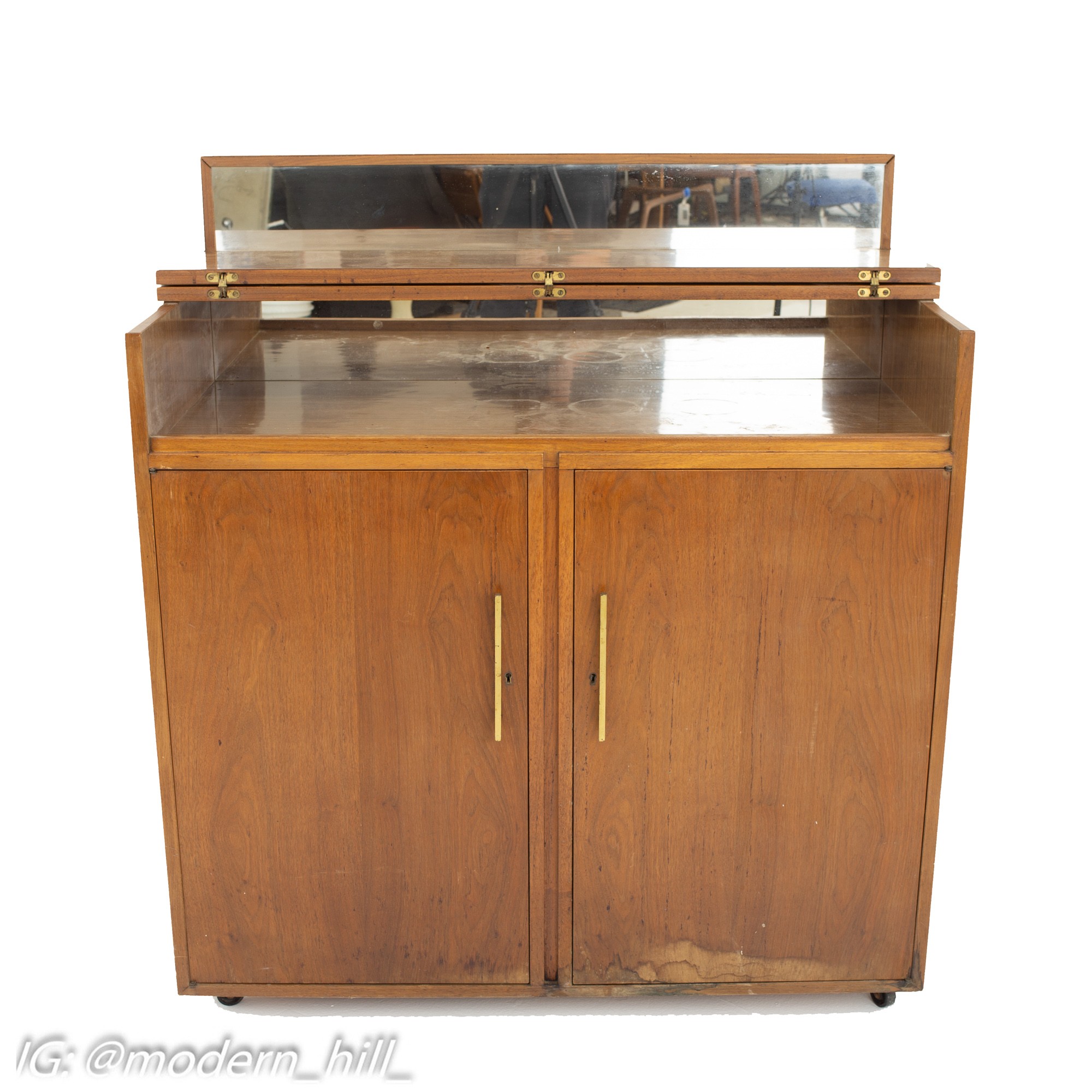 Mid Century Walnut Refrigerator Bar