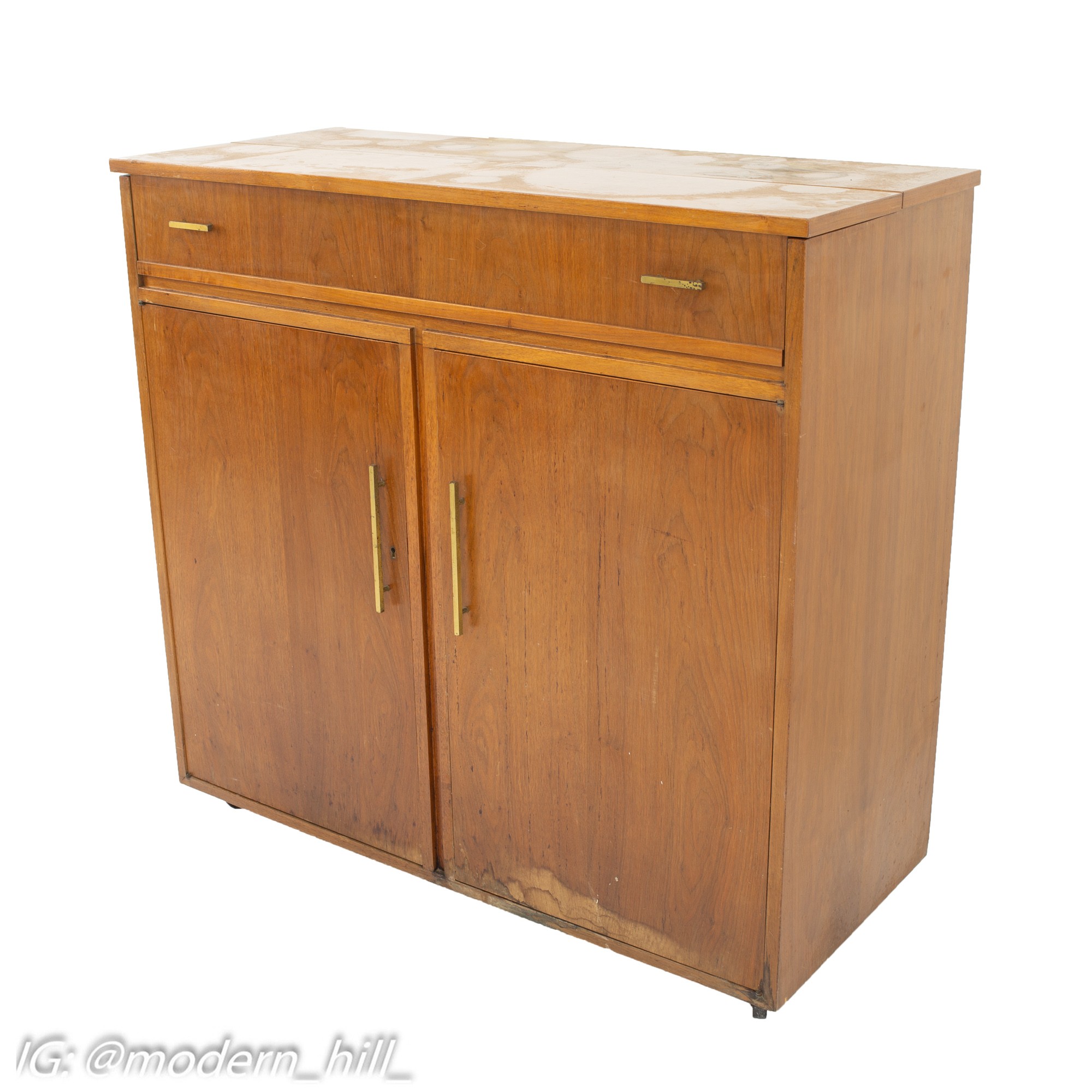 Mid Century Walnut Refrigerator Bar
