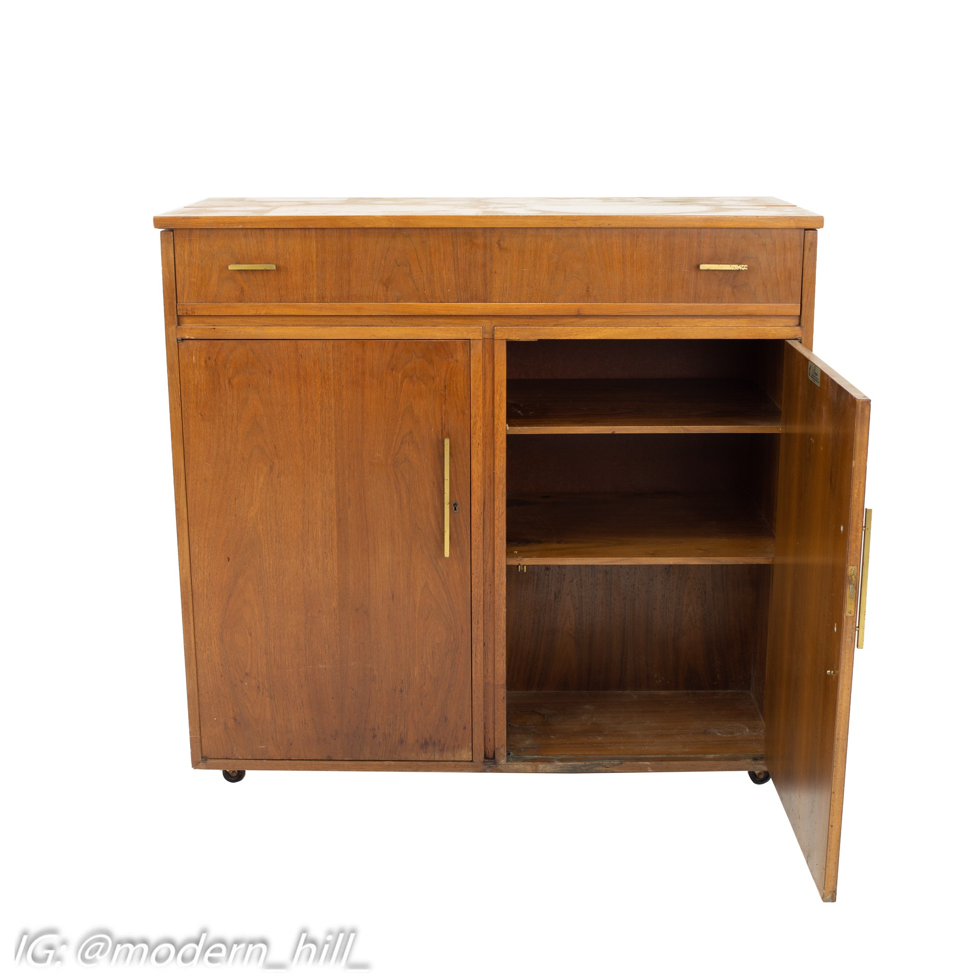 Mid Century Walnut Refrigerator Bar