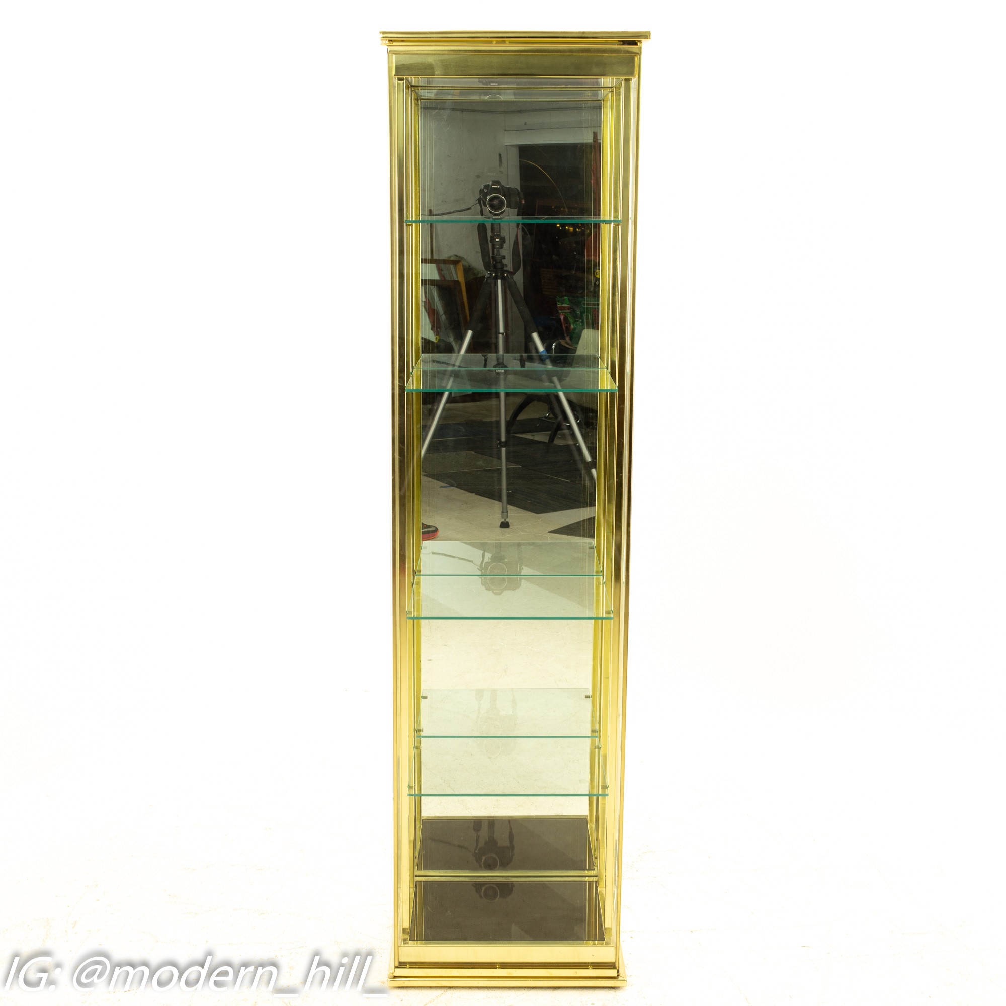 Mid Century Brass and Glass Display Cabinet