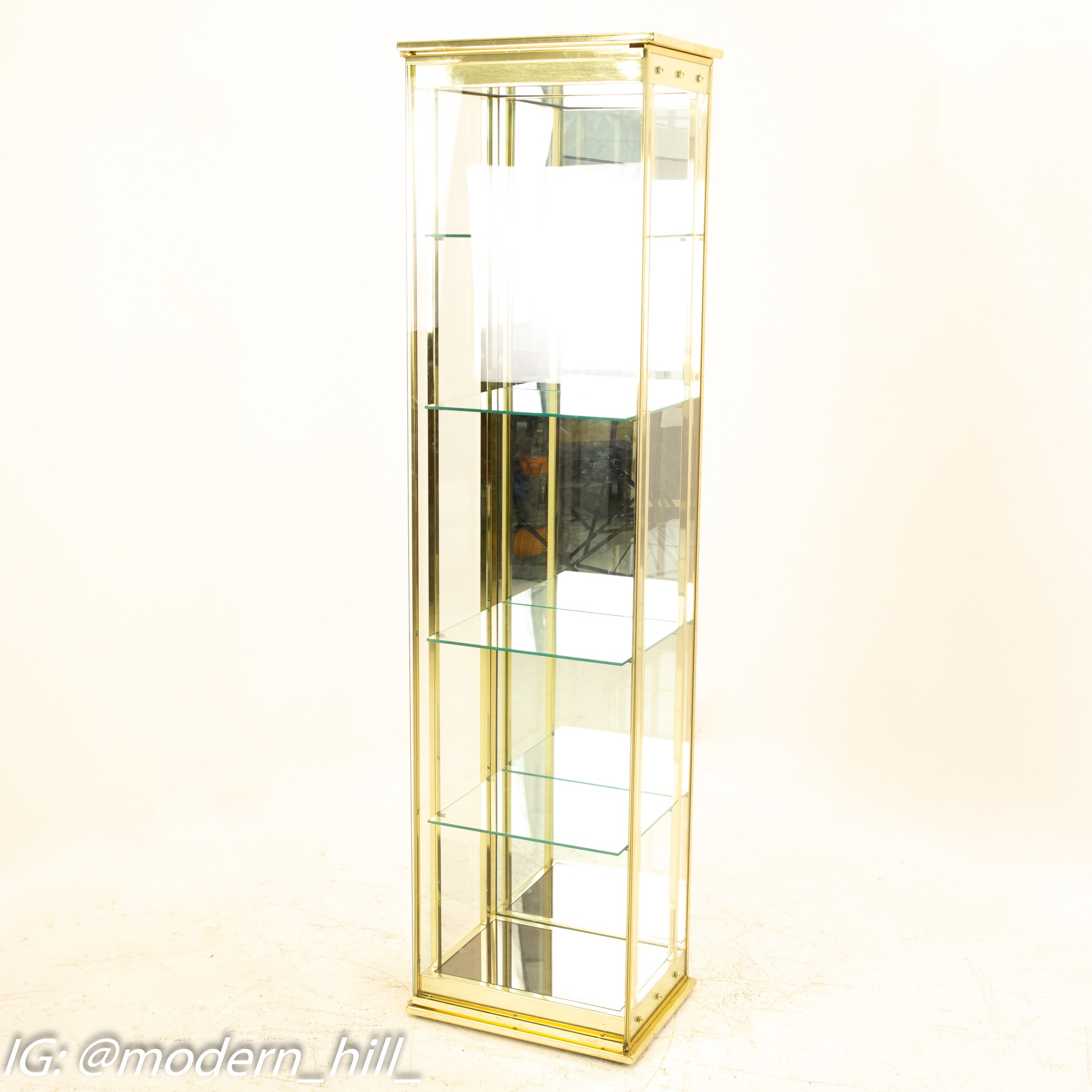 Mid Century Brass and Glass Display Cabinet