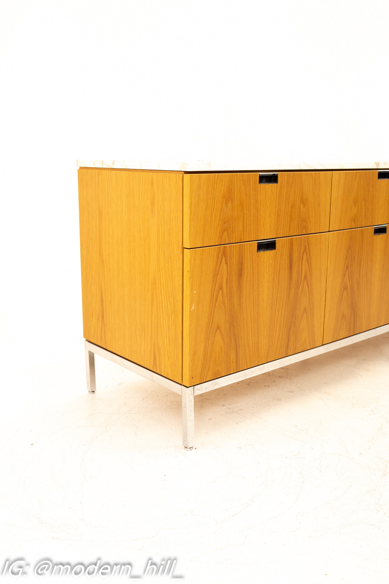 Florence Knoll Mid Century Modern White Marble Top Sideboard Credenza