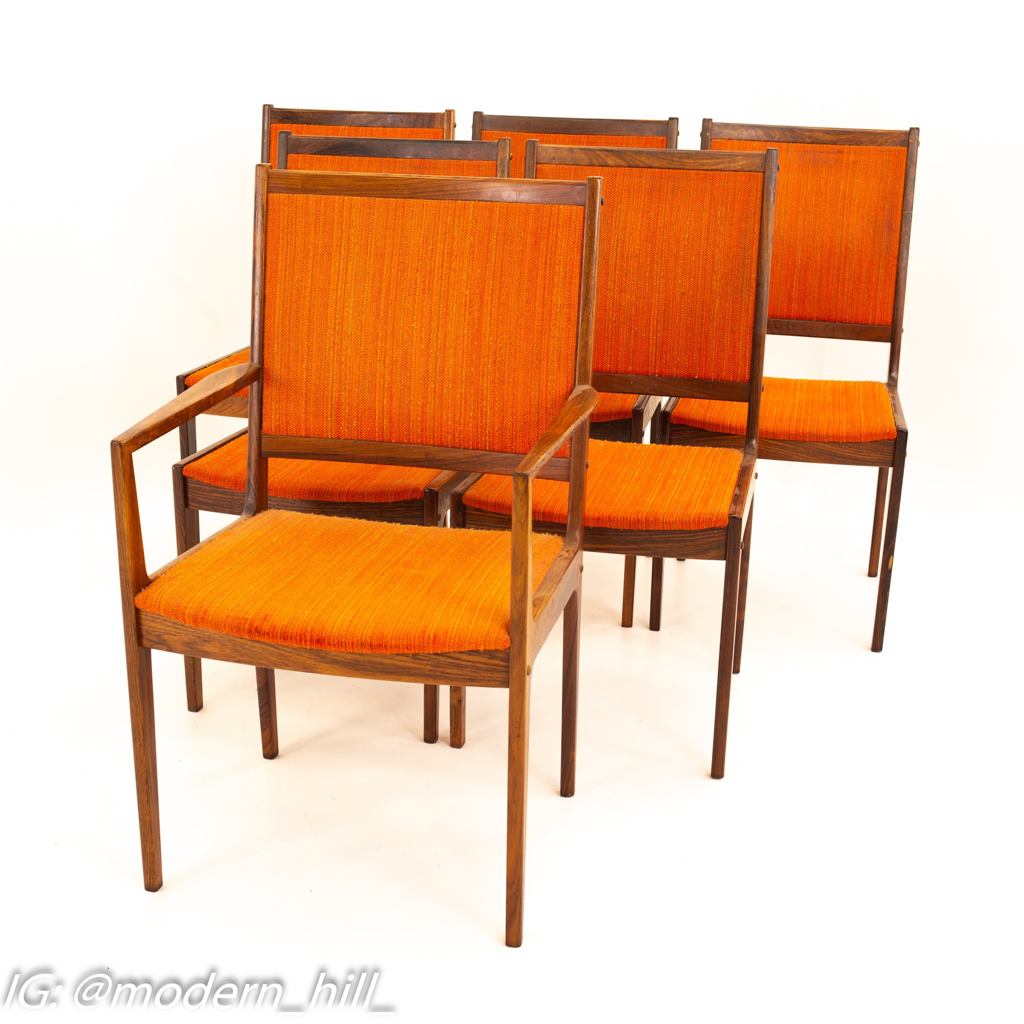 Kofod Larsen Mid Century Rosewood Highback Dining Chairs - Set of 6
