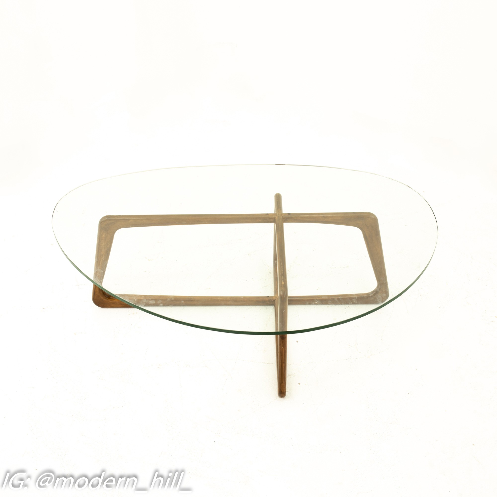 Adrian Pearsall Mid Century Walnut & Glass Top Coffee Table