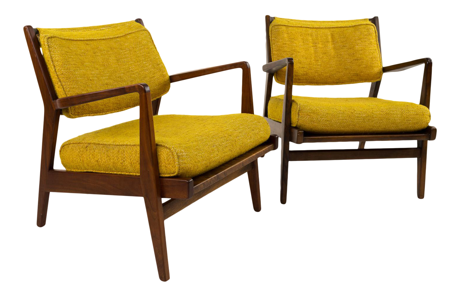 Jens Risom Walnut Lounge Chairs
