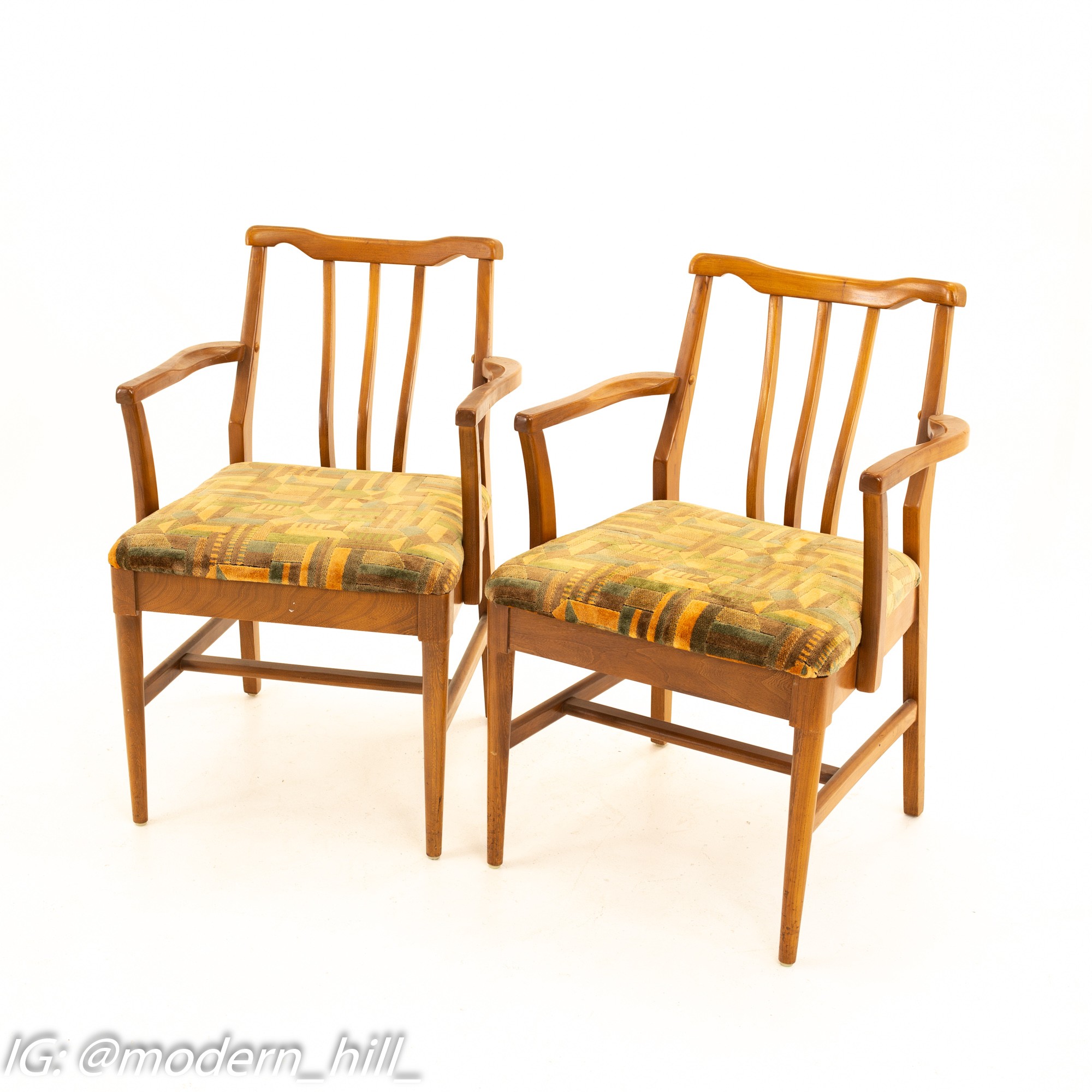 Jack Lenor Larsen Style Mid Century Walnut Dining Chairs - Set of 6