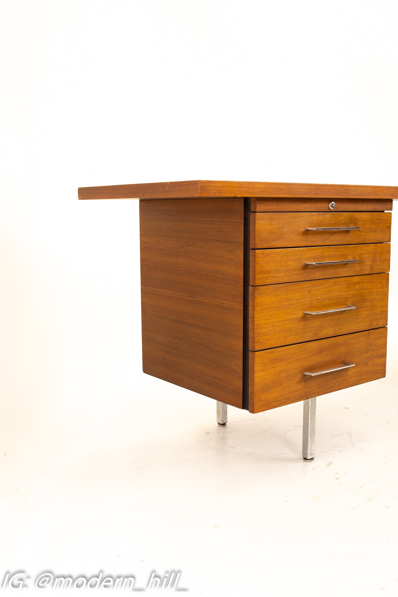 George Nelson for Herman Miller Style Mid Century Walnut & Chrome Executive Desk