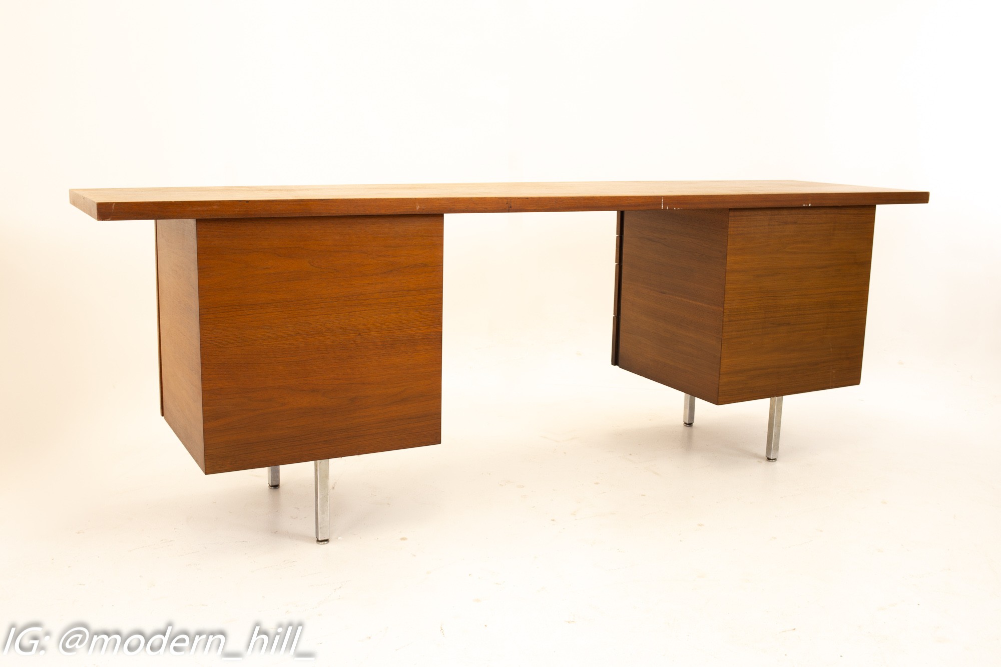 George Nelson for Herman Miller Style Mid Century Walnut & Chrome Executive Desk