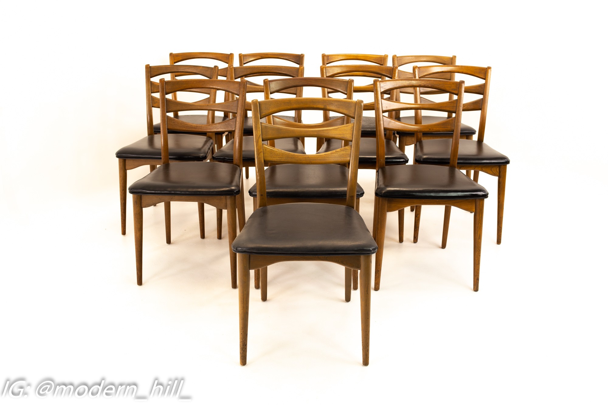Lawrence Peabody for Nemschoff Model 300 Mid Century Walnut Dining Chairs - Set of 12