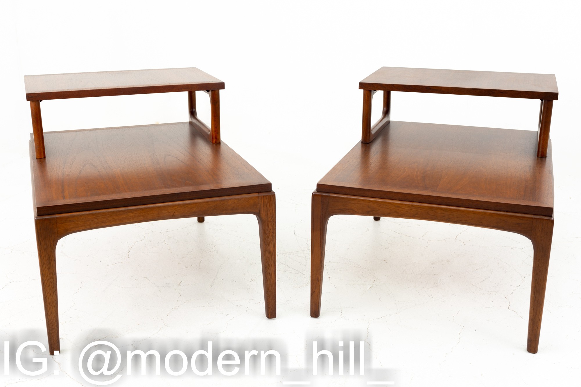 Lane Mid Century Two Tier Side End Tables - Pair