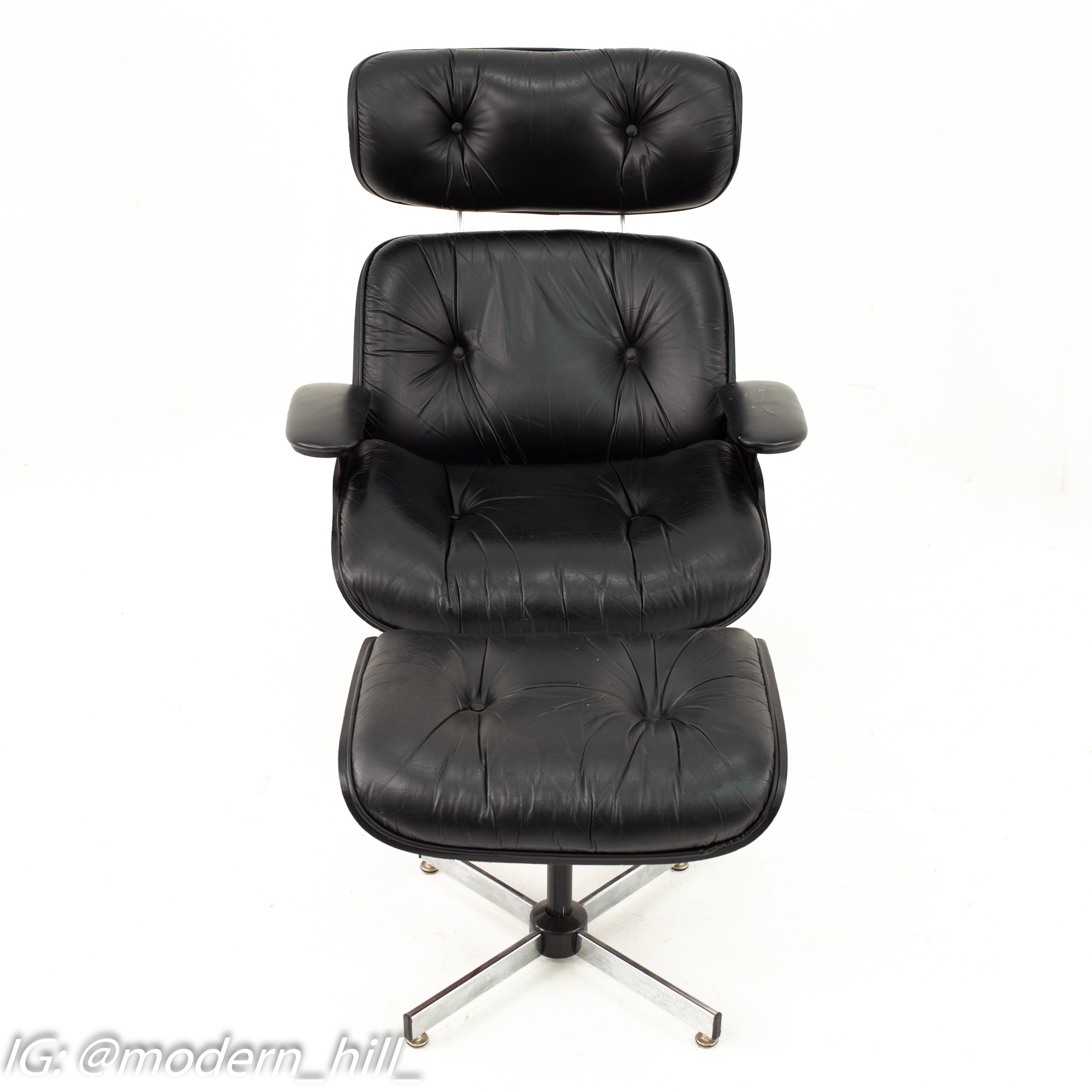 Images | Mid Century Modern Furniture - Mid Century Furniture Chicago Eames Style Plycraft Mid Century Black Leather and Walnut Lounge Chair and Ottoman