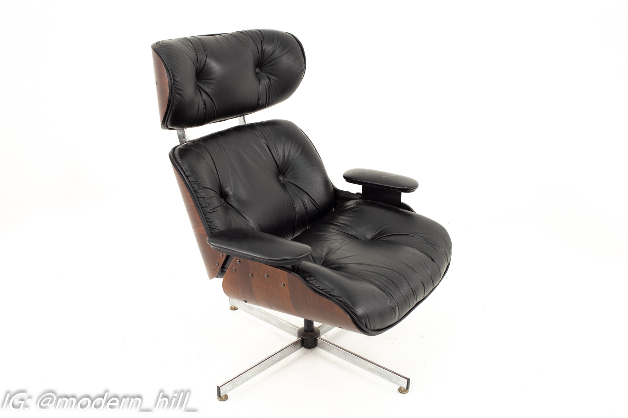 Images | Mid Century Modern Furniture - Mid Century Furniture Chicago Eames Style Plycraft Mid Century Black Leather and Walnut Lounge Chair and Ottoman