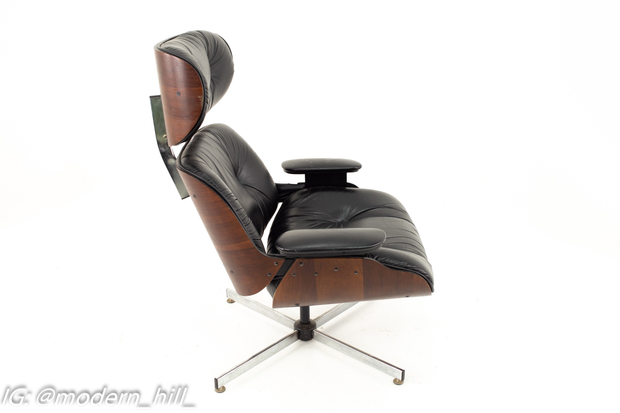 Images | Mid Century Modern Furniture - Mid Century Furniture Chicago Eames Style Plycraft Mid Century Black Leather and Walnut Lounge Chair and Ottoman