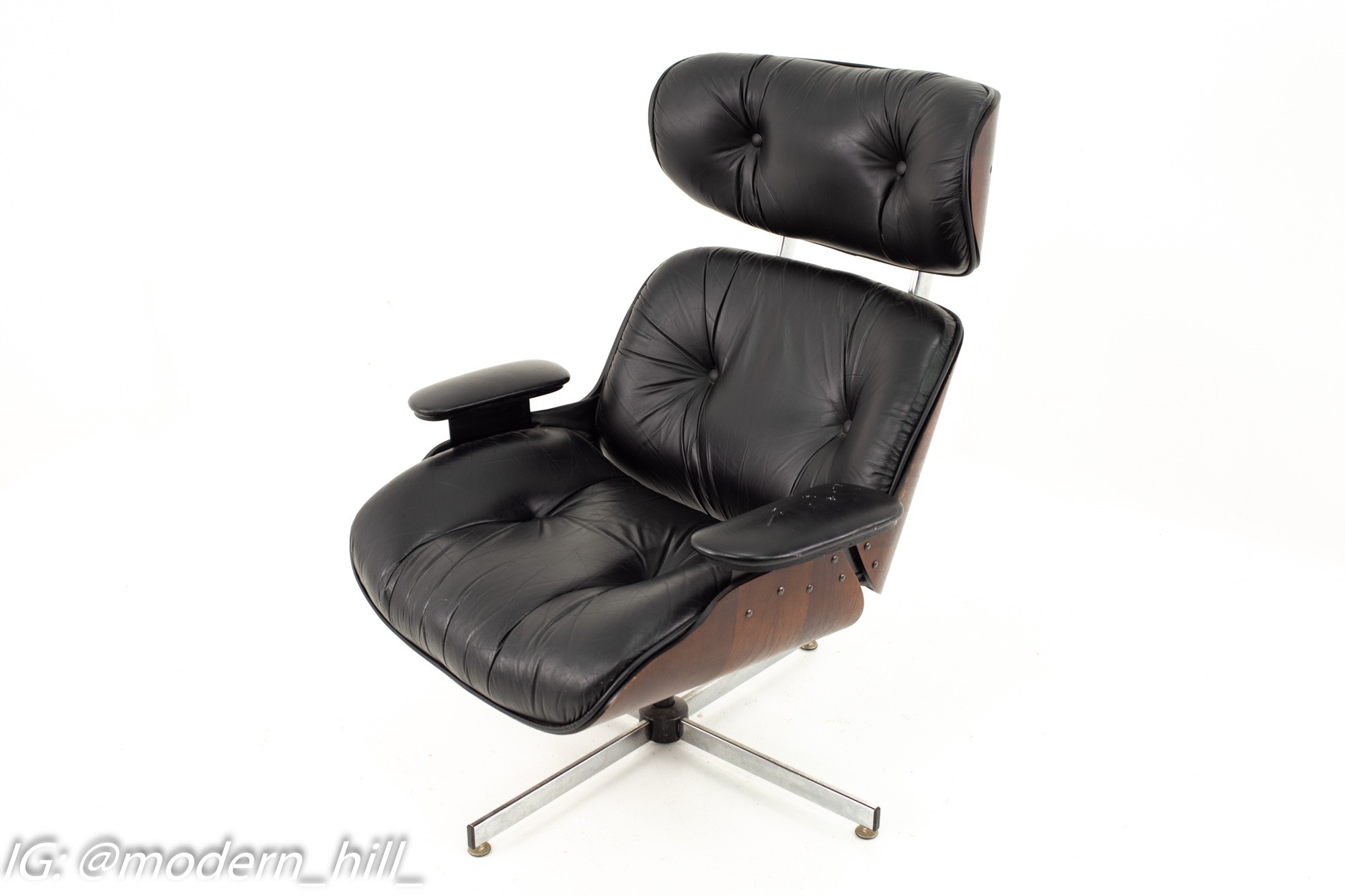 Images | Mid Century Modern Furniture - Mid Century Furniture Chicago Eames Style Plycraft Mid Century Black Leather and Walnut Lounge Chair and Ottoman