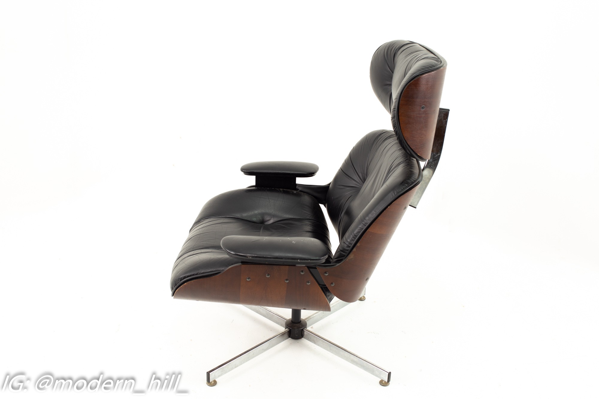 Images | Mid Century Modern Furniture - Mid Century Furniture Chicago Eames Style Plycraft Mid Century Black Leather and Walnut Lounge Chair and Ottoman