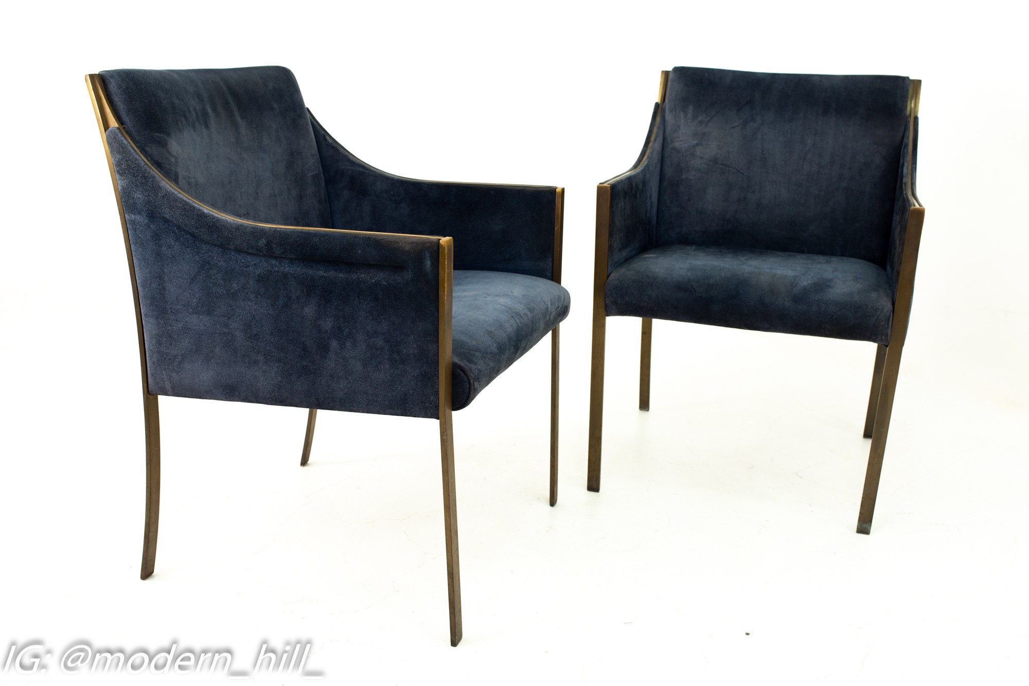 Jens Risom Mid Century Bronze Occasional Chairs - Pair
