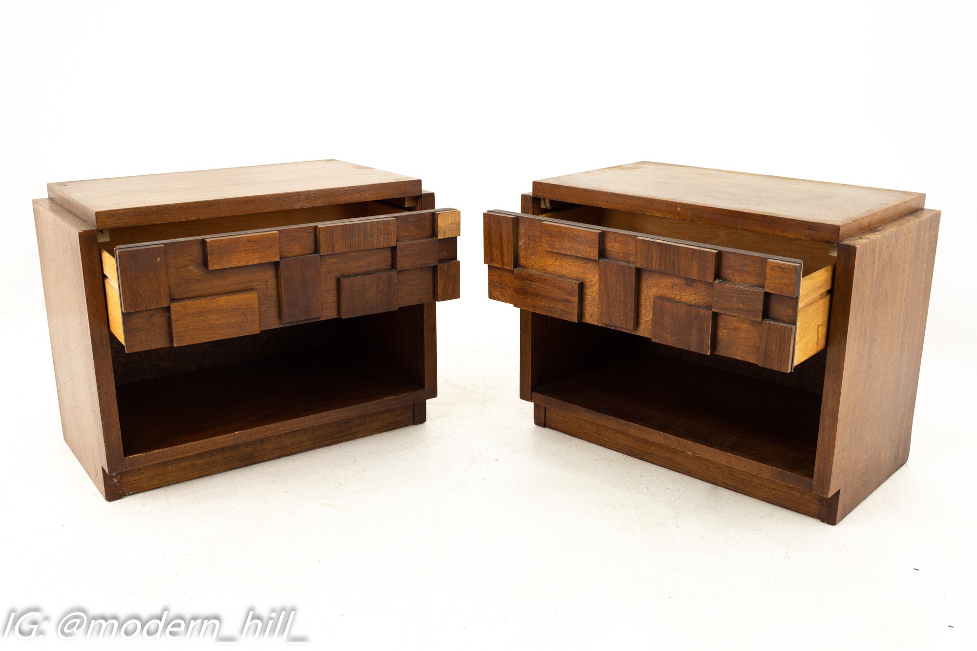 Images | Mid Century Modern Furniture - Mid Century Furniture Chicago Paul Evans Style Lane Brutalist Mid Century Single Drawer Nightstands - Pair
