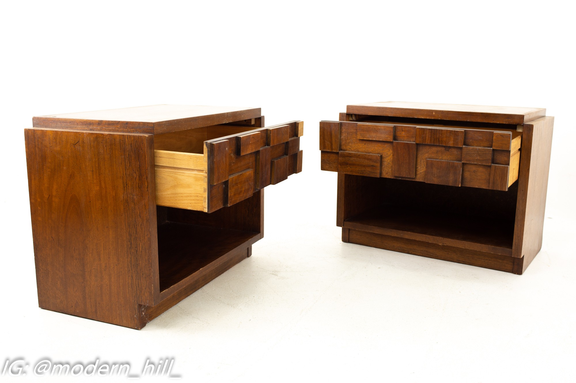 Images | Mid Century Modern Furniture - Mid Century Furniture Chicago Paul Evans Style Lane Brutalist Mid Century Single Drawer Nightstands - Pair
