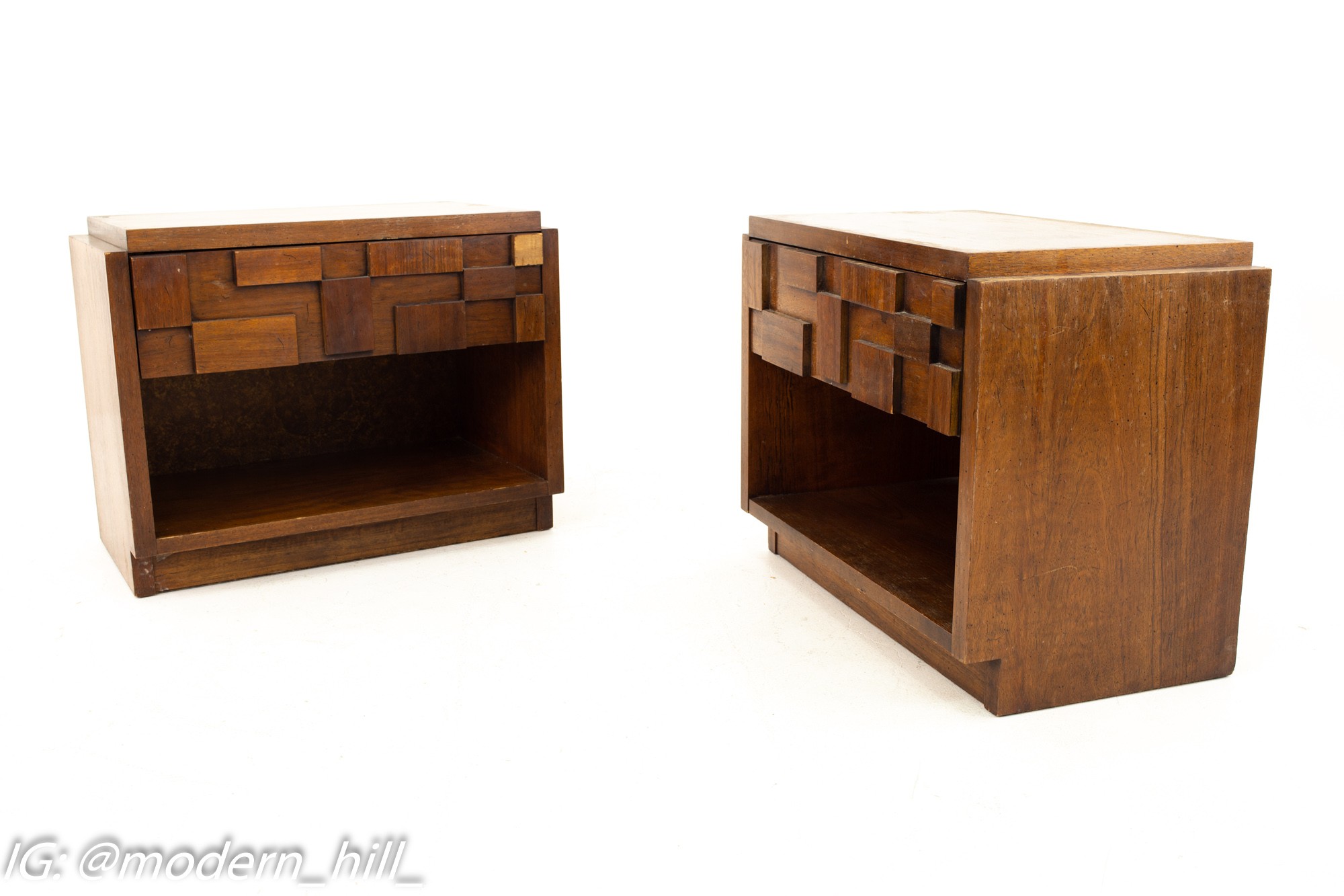 Images | Mid Century Modern Furniture - Mid Century Furniture Chicago Paul Evans Style Lane Brutalist Mid Century Single Drawer Nightstands - Pair