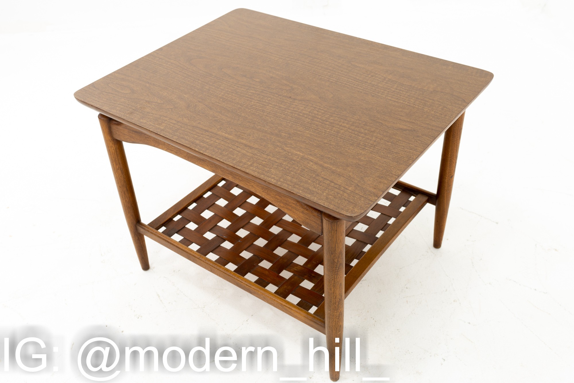 Greta Magnusson Grossman Style Mid Century Walnut & Formica Top Side End Tables - Pair