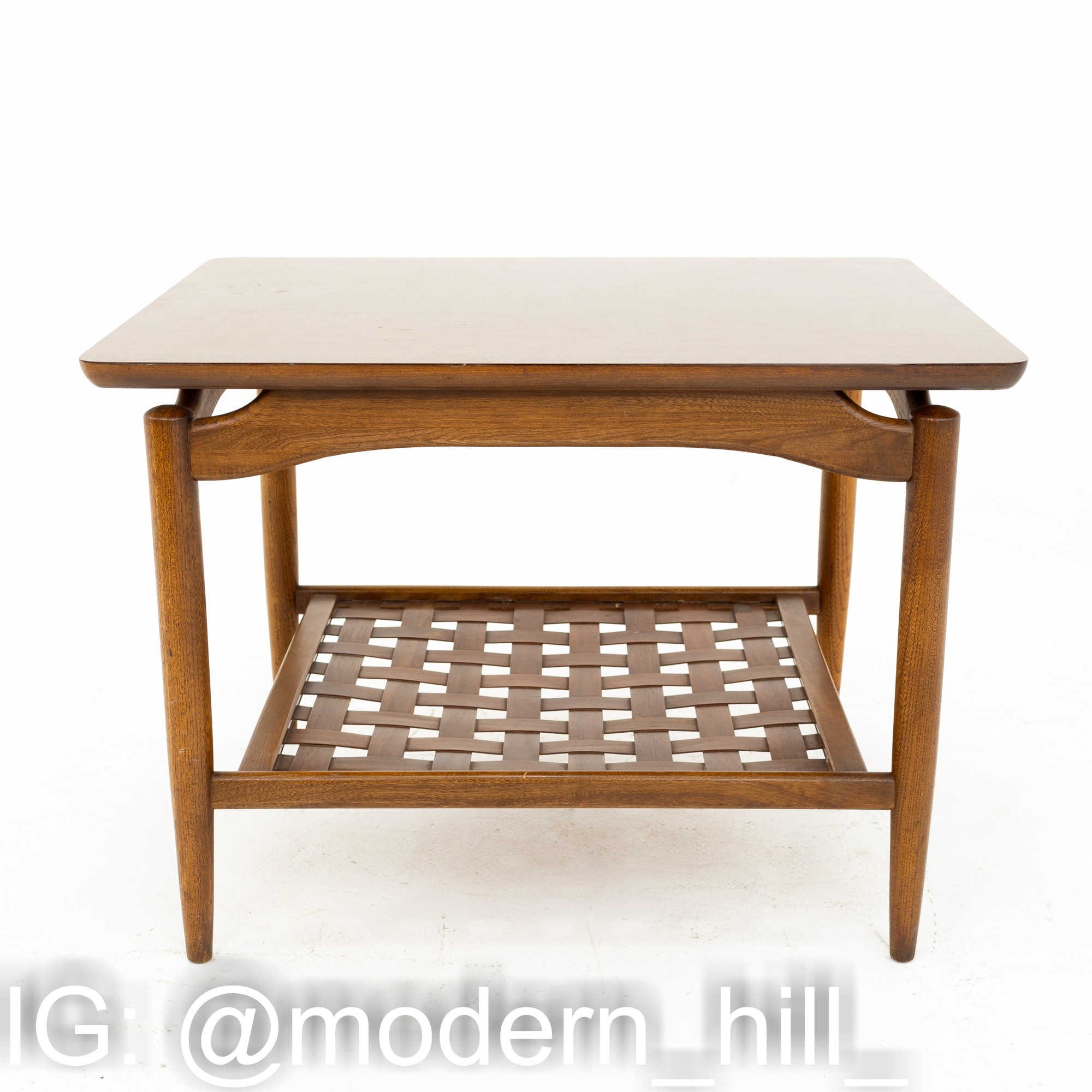 Greta Magnusson Grossman Style Mid Century Walnut & Formica Top Side End Tables - Pair