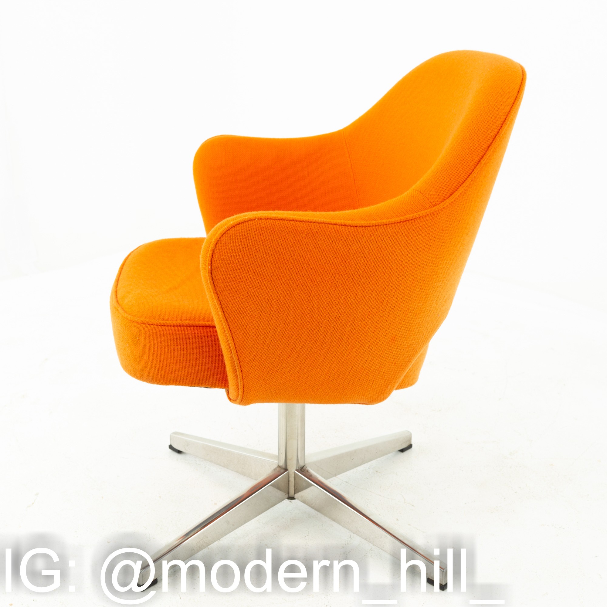 Eero Saarinen for Knoll Mid Century Orange Tweed Executive Office Dining Chairs - Set of 6