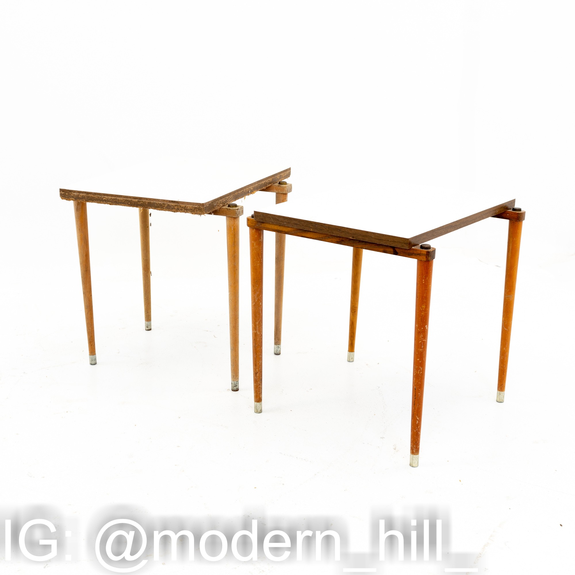 Mid Century Small Laminate Side End Tables - Pair