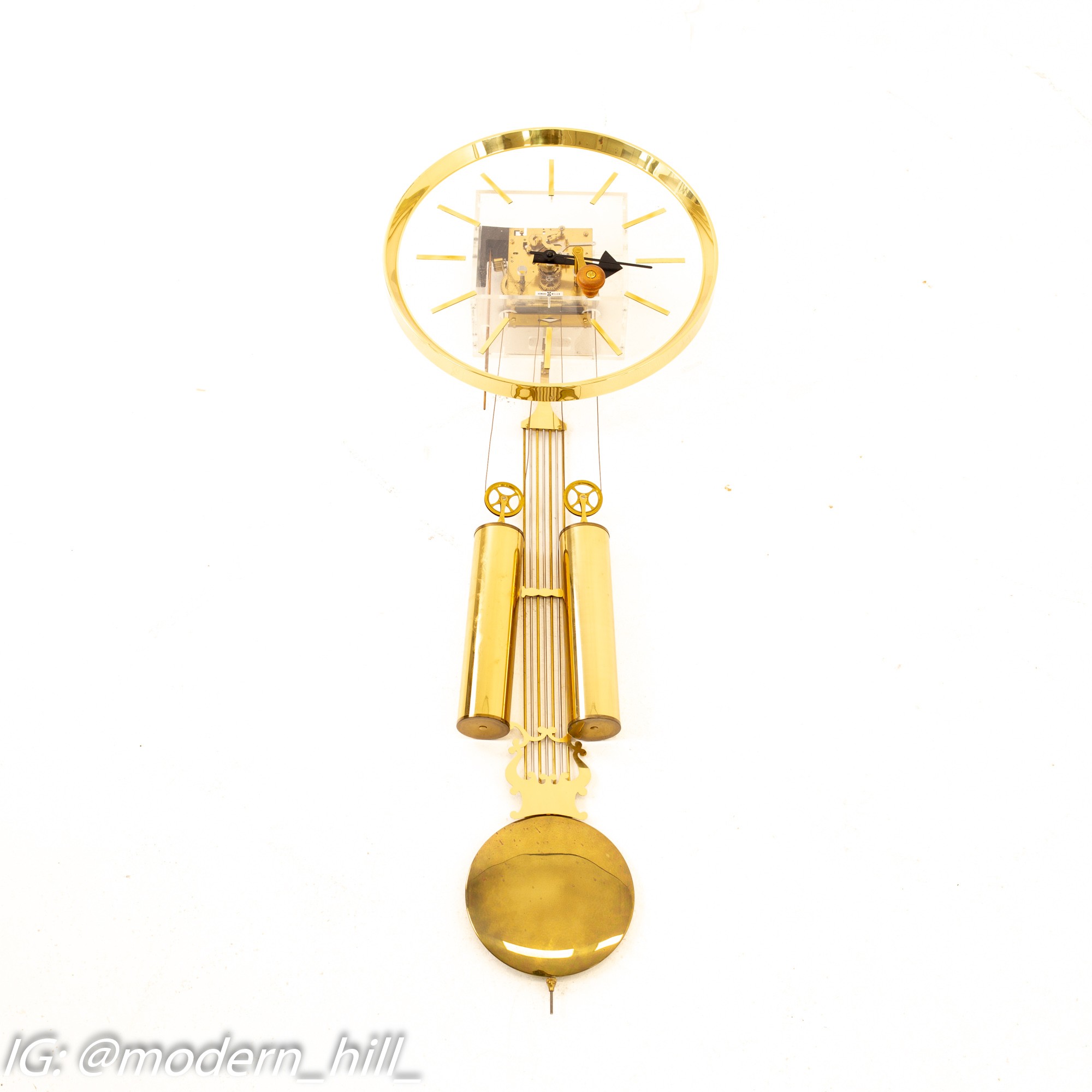 George Nelson for Howard Miller Mid Century Brass Grandfather Clock