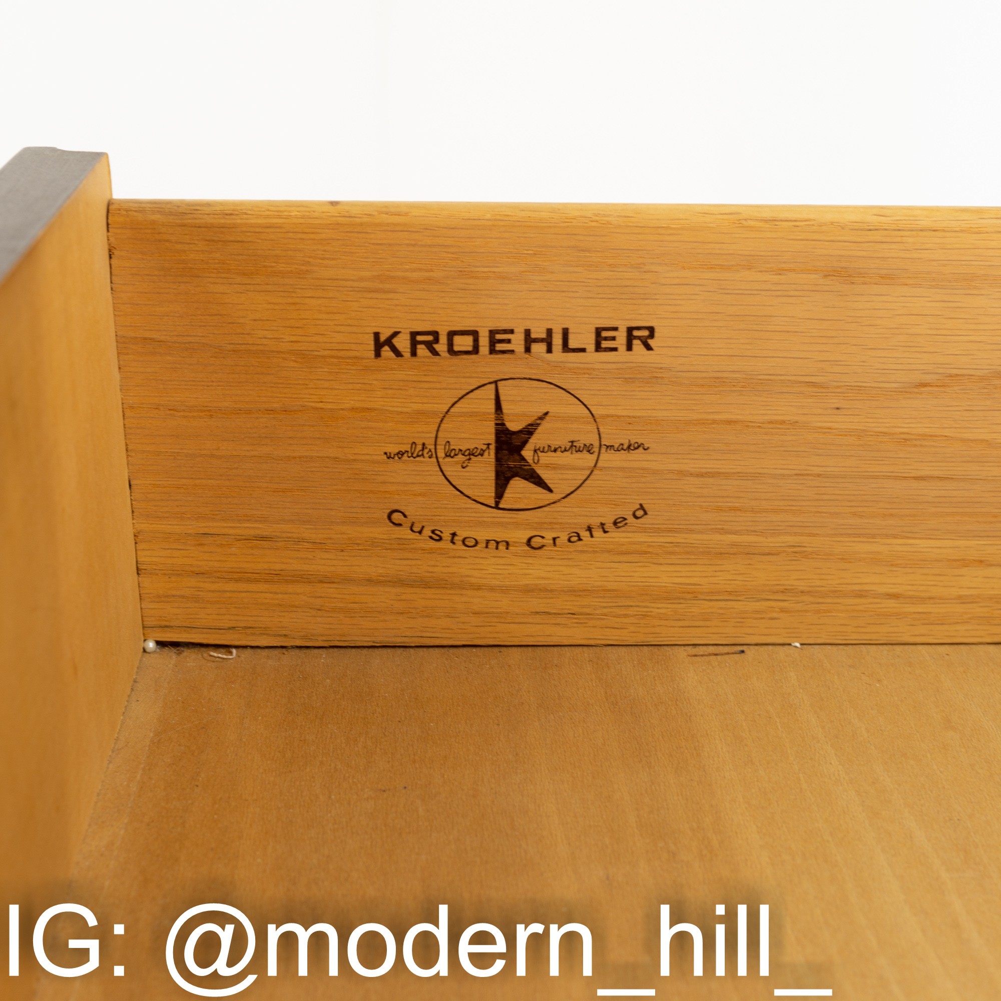 Kroehler Mid Century Walnut 9 Drawer Bow Front Lowboy Dresser