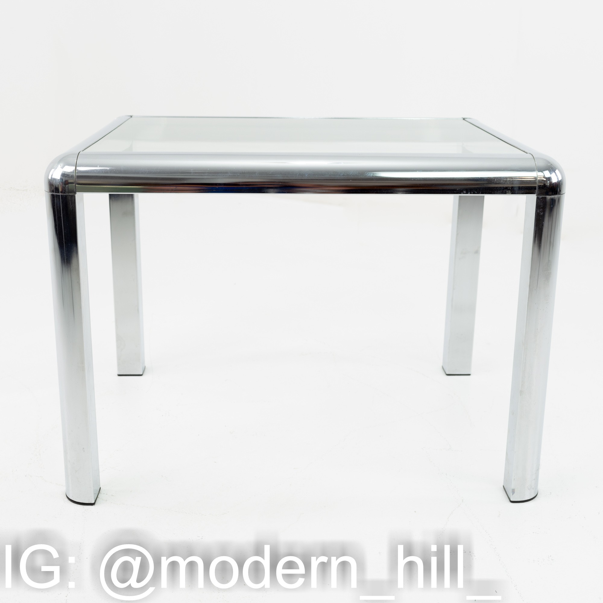 Milo Baughman Style Mid Century Chrome and Glass Table