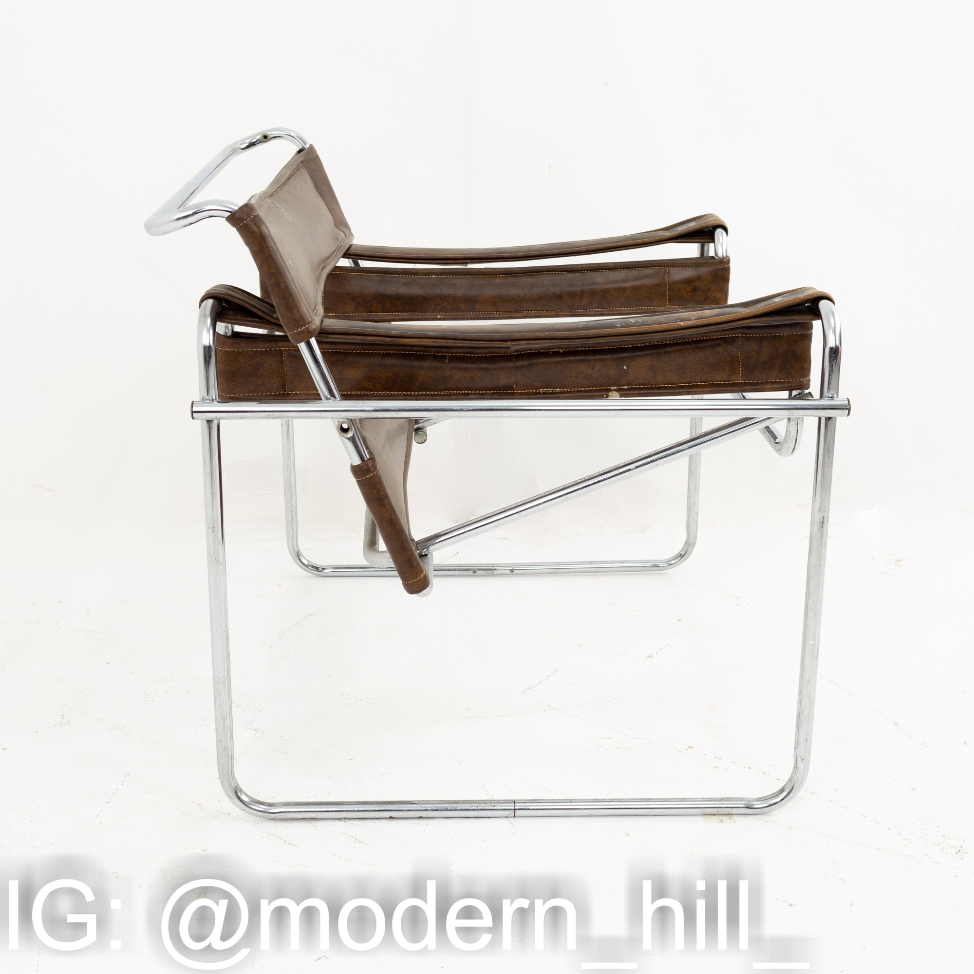 Wassily Mid Century Leather & Chrome Lounge Chair