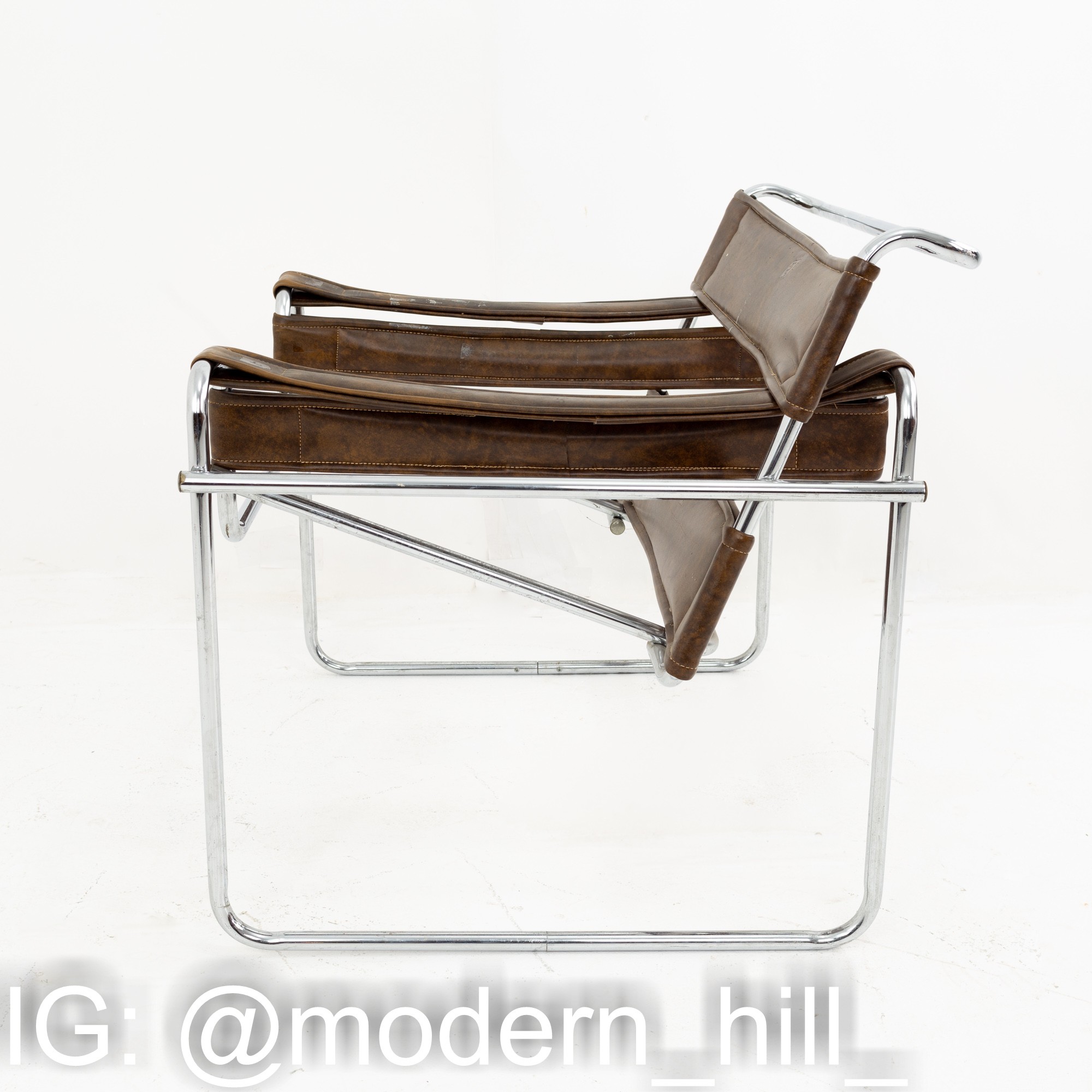 Wassily Mid Century Leather & Chrome Lounge Chair