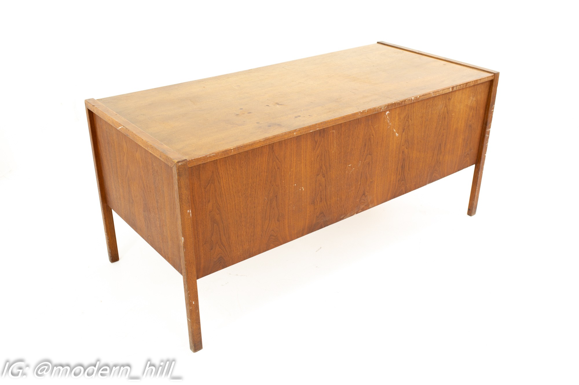 Jens Risom Mid Century Walnut Single Sided 2 Drawer Desk