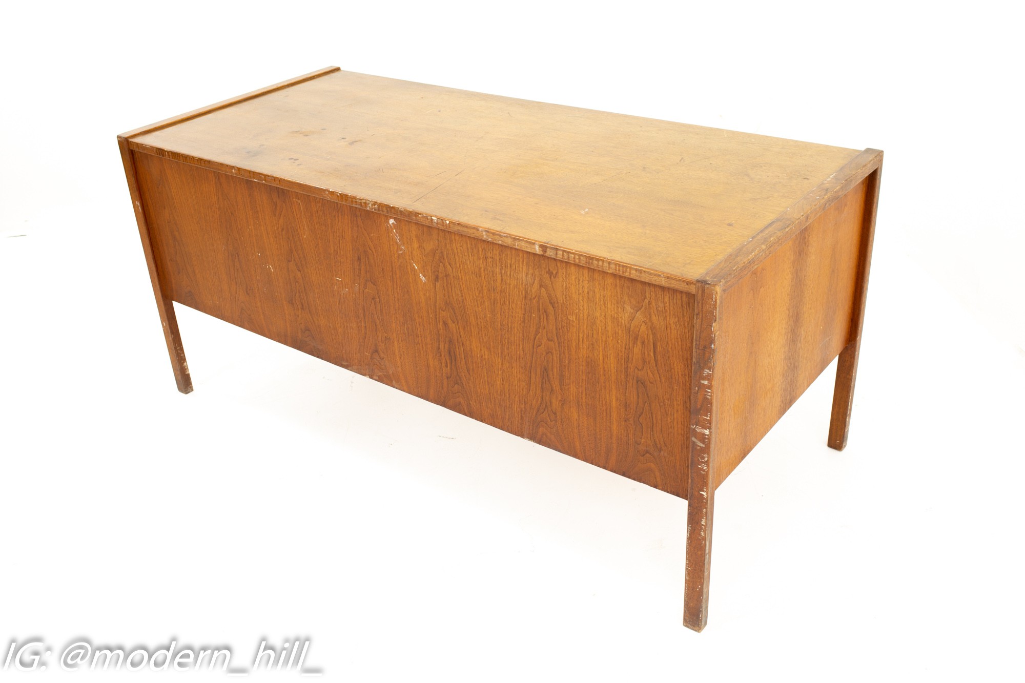 Jens Risom Mid Century Walnut Single Sided 2 Drawer Desk