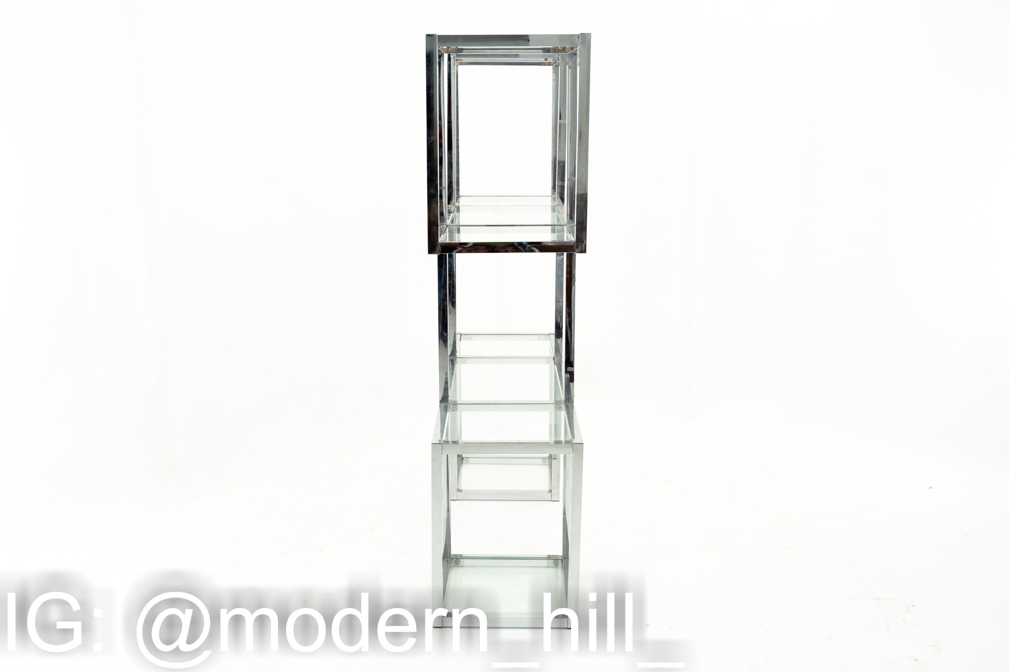 Milo Baughman Style Chrome and Glass Etagere Shelving, Mid Century Modern  Furniture