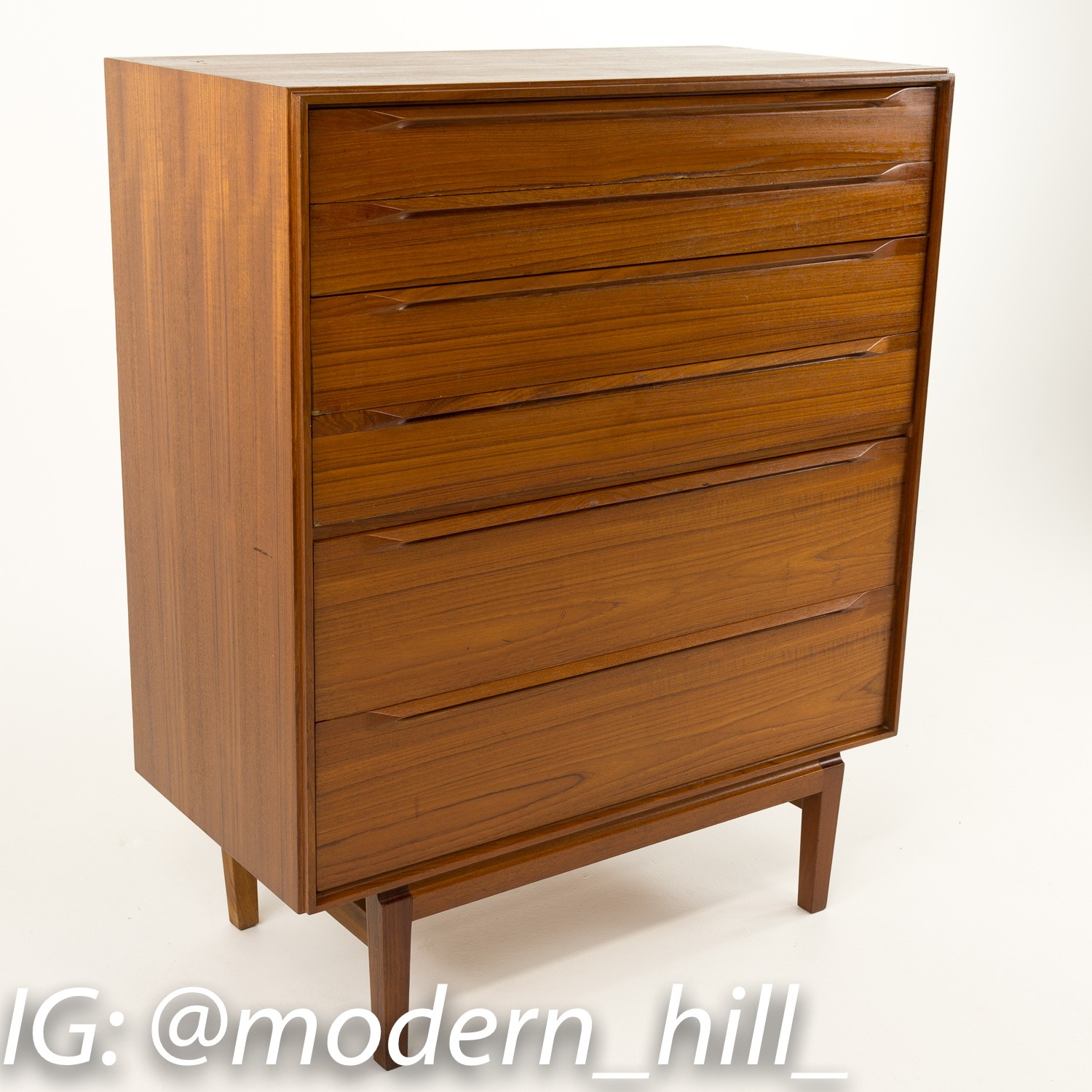 Mid-century Modern Ib Kofod Larsen for Fredericia Mobelfabrik Teak 6 Drawer Highboy Dresser