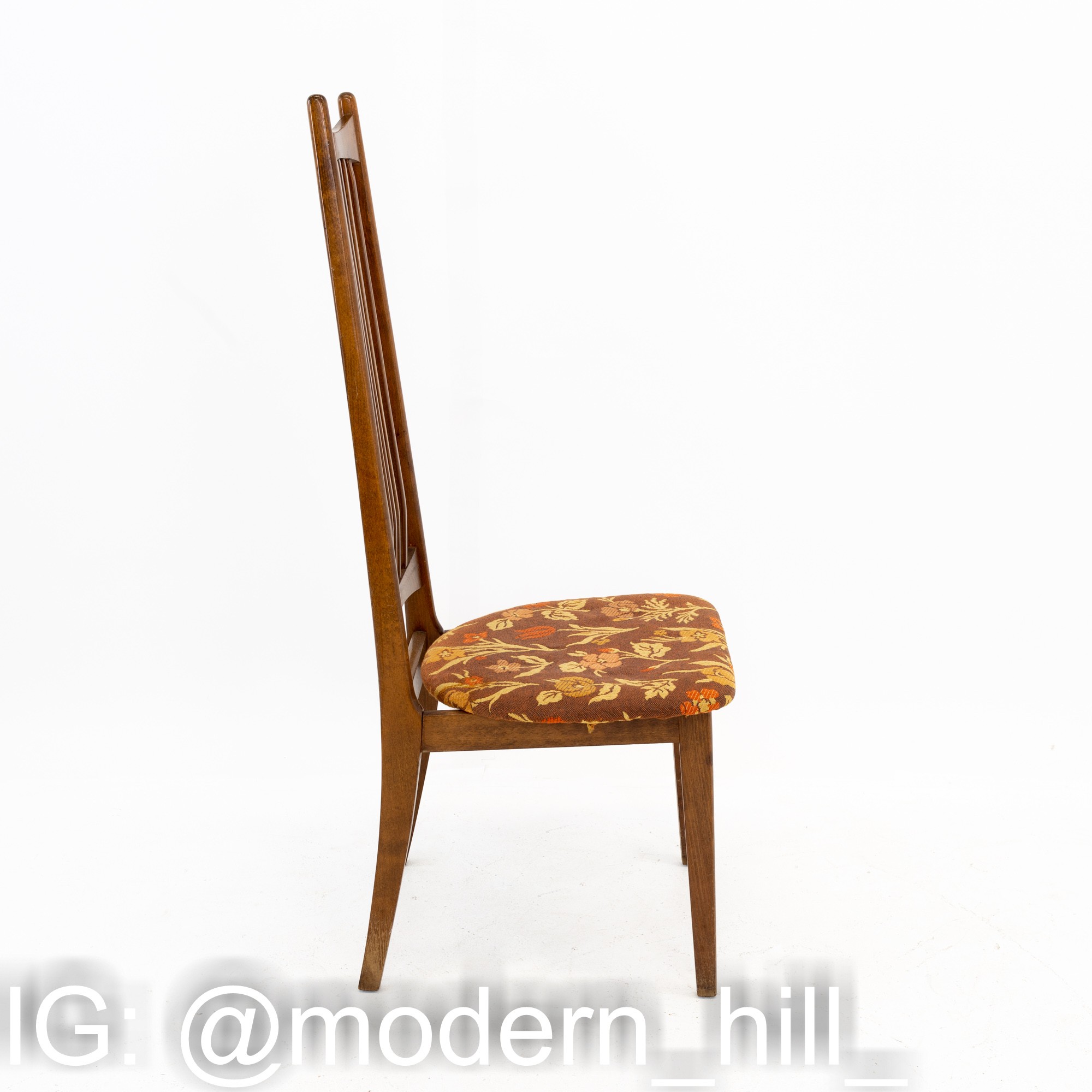 Mid Century Walnut Highback Dining Chairs - set of 4