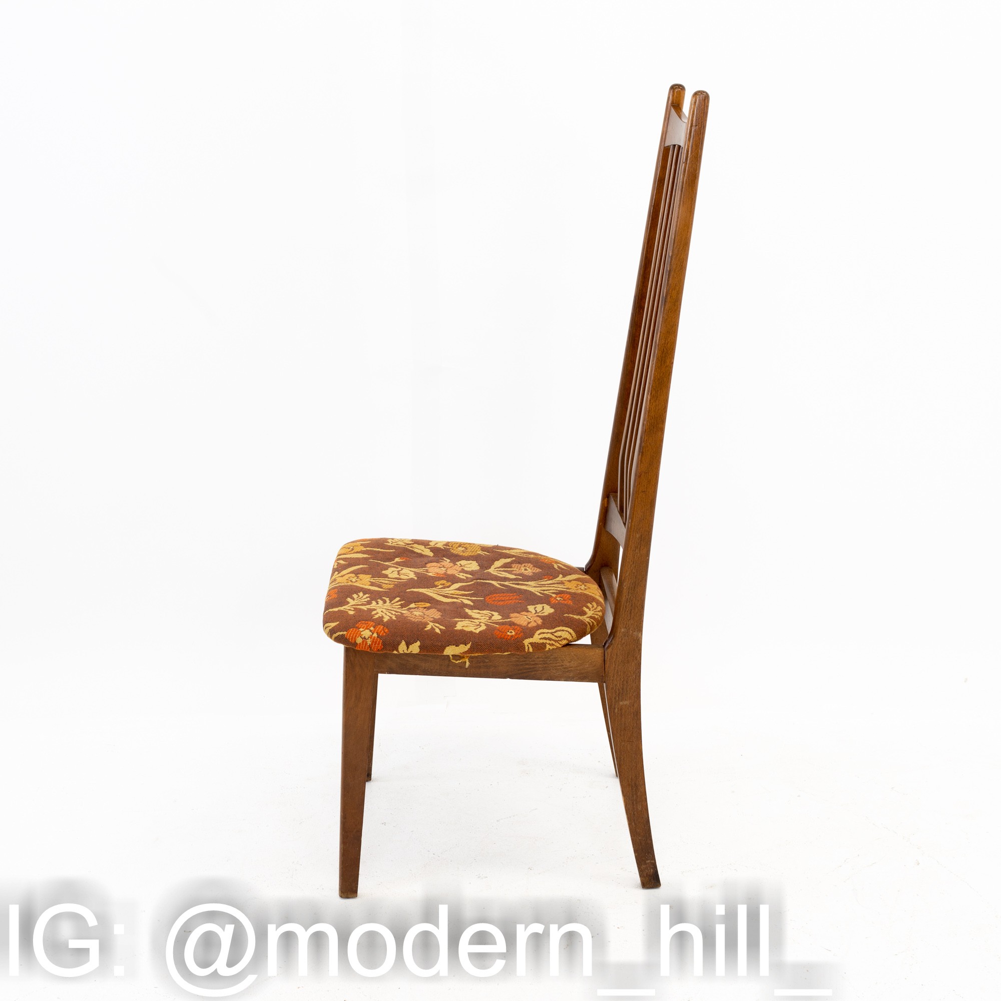 Mid Century Walnut Highback Dining Chairs - set of 4